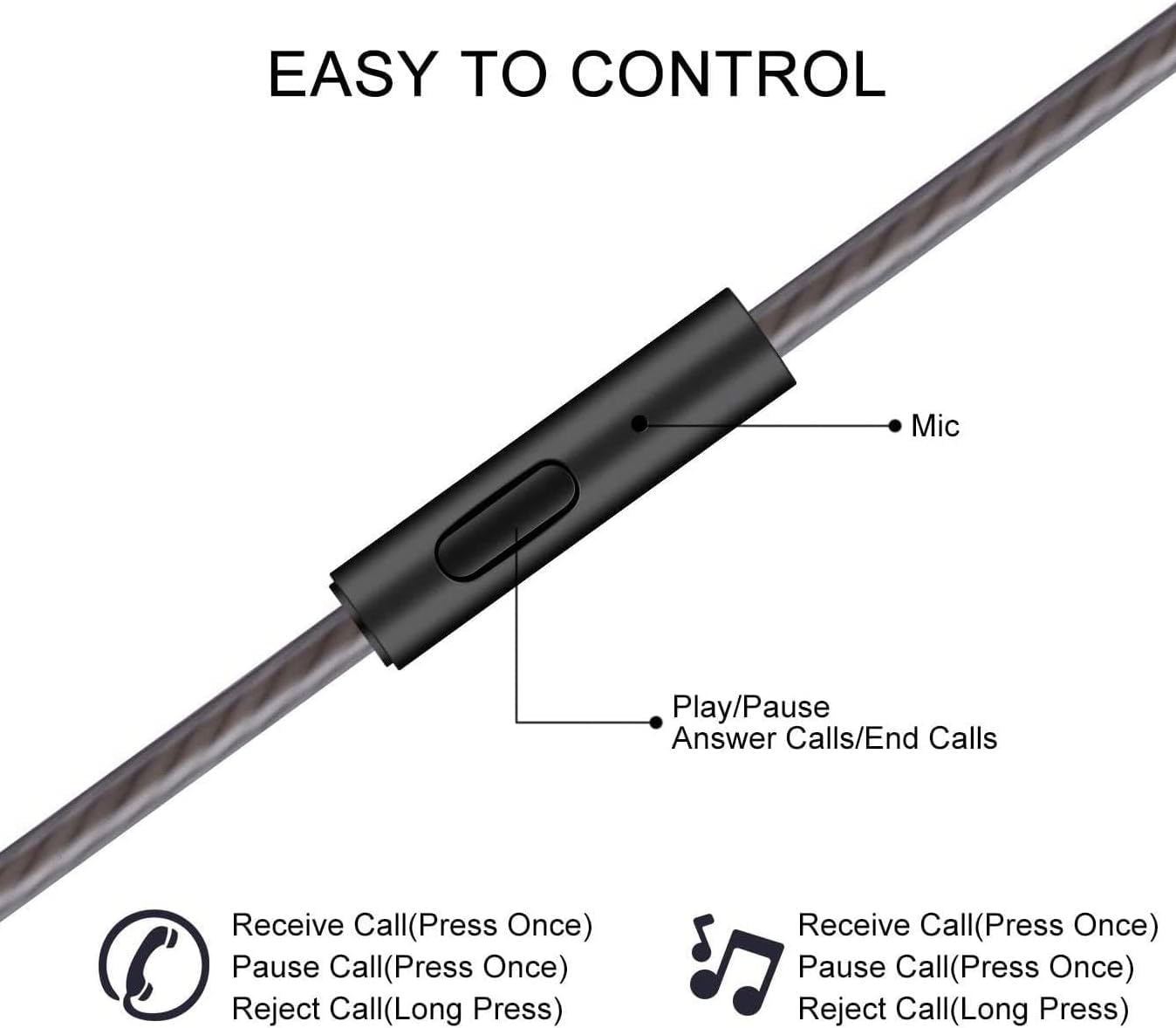 GAMURRY In-Ear Headphones with Cable and Microphone, USB Type-C Wired Headphones with Volume Control, Noise and Stereo Sound Isolation, Compatible with Smartphones, Black & Gold image number 6