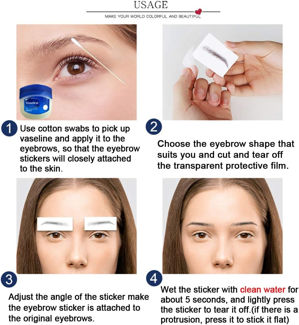 Hair-Like Authentic Eyebrows 4D Brown Natural Tattoo Eyebrow Stickers Waterproof Imitation Ecological Lazy for Woman & Man Makeup Tool 9 Pcs image number 4