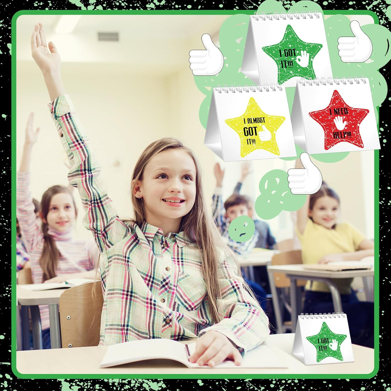 36 Pcs I Need Help Mini Flip Charts Star Classroom Management Need Tools Behavior Self Assessment Cards for Teachers School Educational and Learning Activities Supplies(Modern Style) image number 4