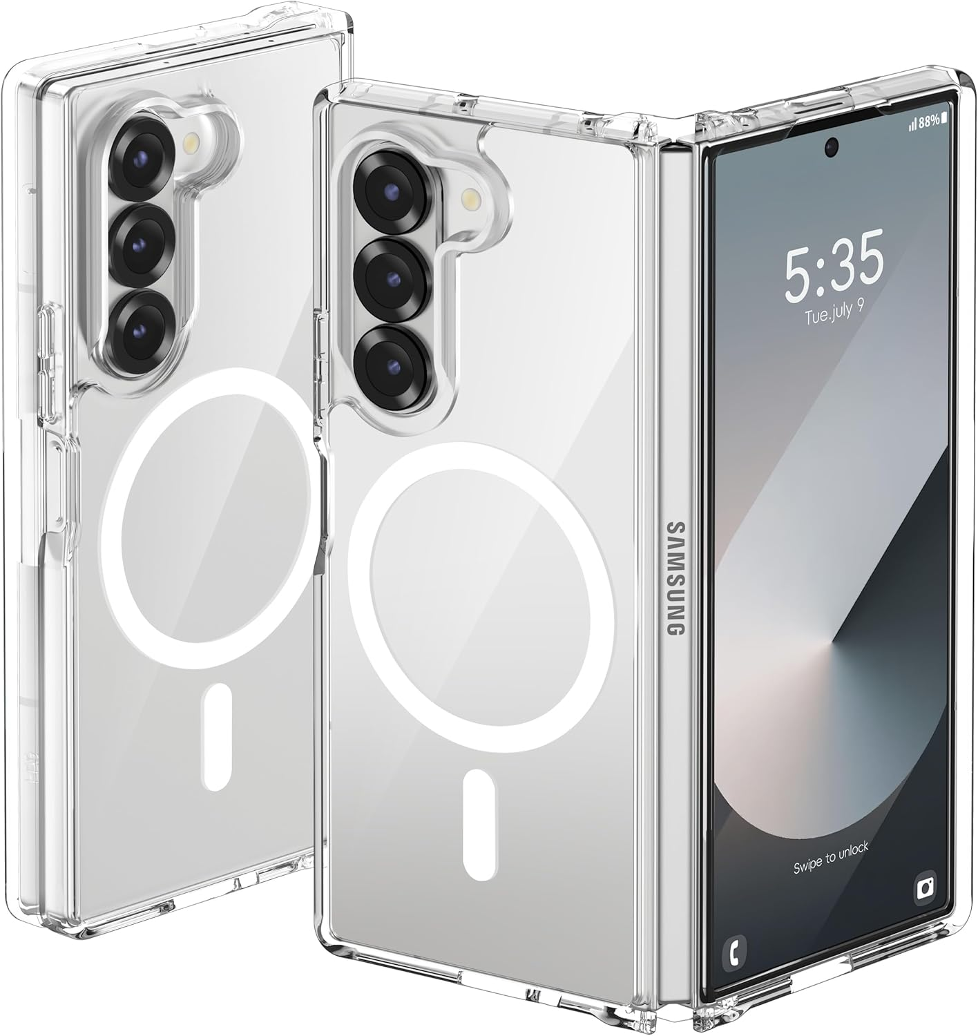 ORETECH Magnetic Shockproof for Samsung Galaxy Z Fold 6 Case, Samsung Z Fold 6 Cover, Compatible with Magsafe, Translucent Ultra Thin Anti-Scratch Flexible TPU Bumper Z Fold 6 Case-Green