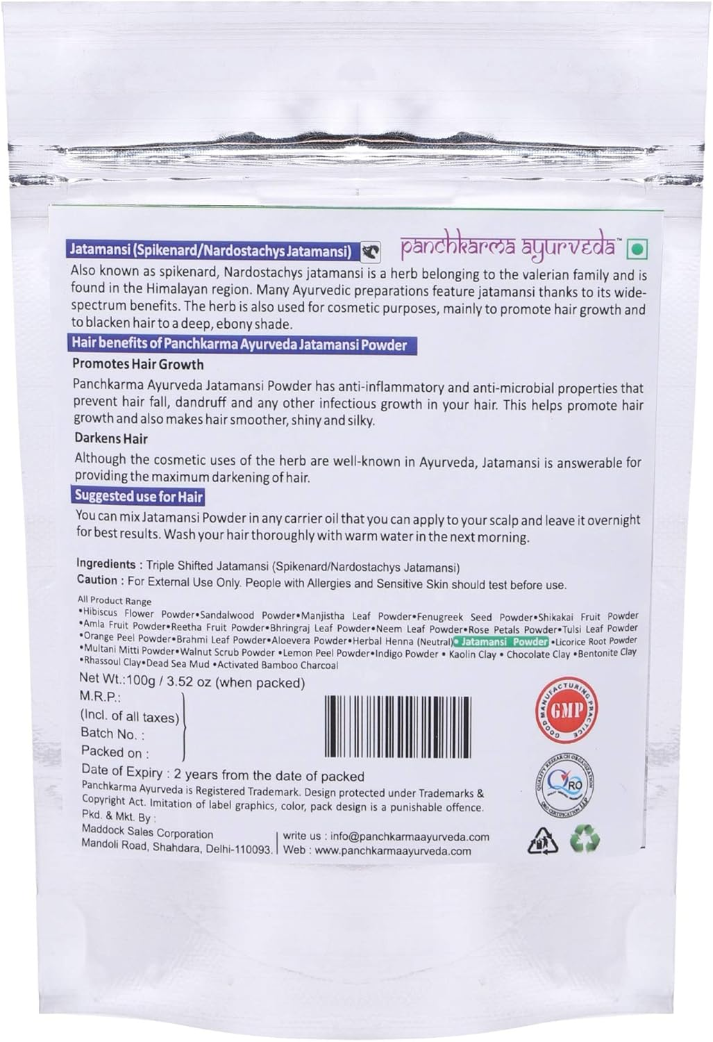 Panchkarma Ayurveda Herbal & Natural Jatamansi Powder (Spikenard/Nardostachys Jatamansi) for Hair Shine Anti-Dandruff Hair Pack (200G)