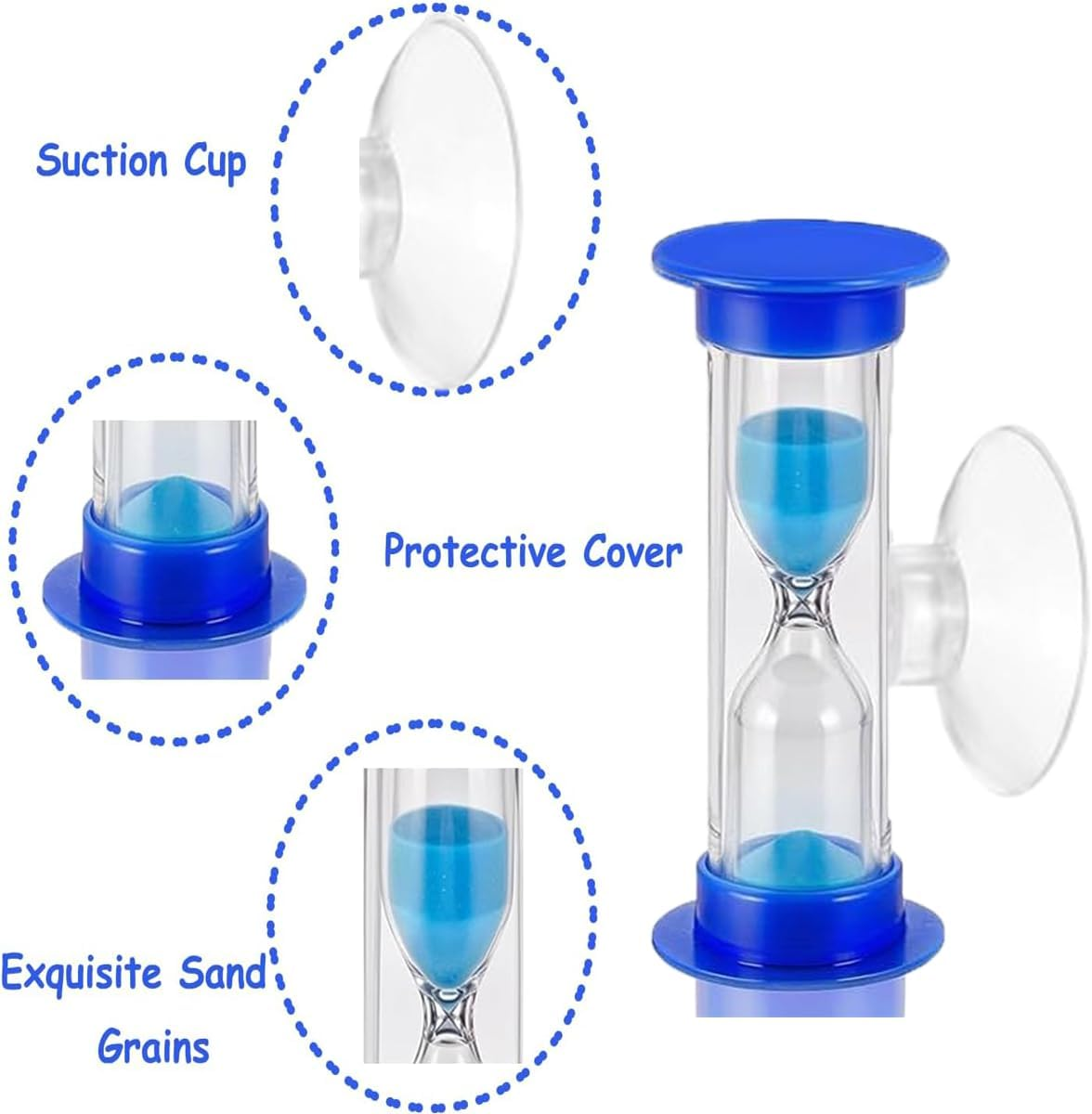 4Pcs Suction Cup Hourglass Timers 2 Minute Kids Brushing and Toothbrush Timer, Hand Wash, Dental, Cooking Countdown Timer - Green,Orange,Pink,Blue(3 Minutes) image number 4