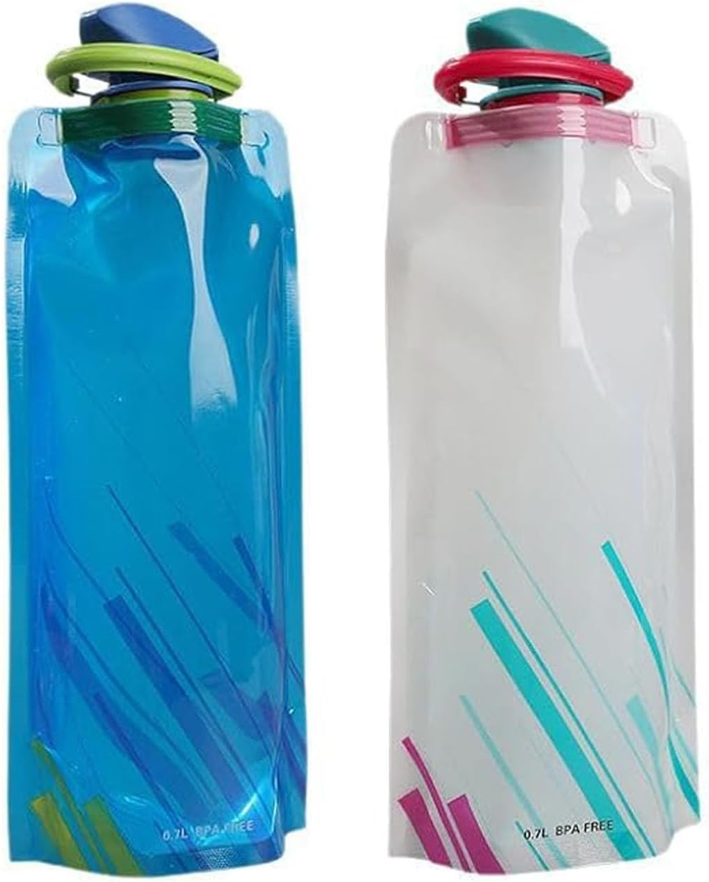 2 Pack 25Oz Collapsible Water Bottles, 2 Colors Reusable Leakproof Water Bags for Drinking, Foldable Flat Water Bottles with Clasp for Outdoor Sports Camping Traveling Biking image number 3