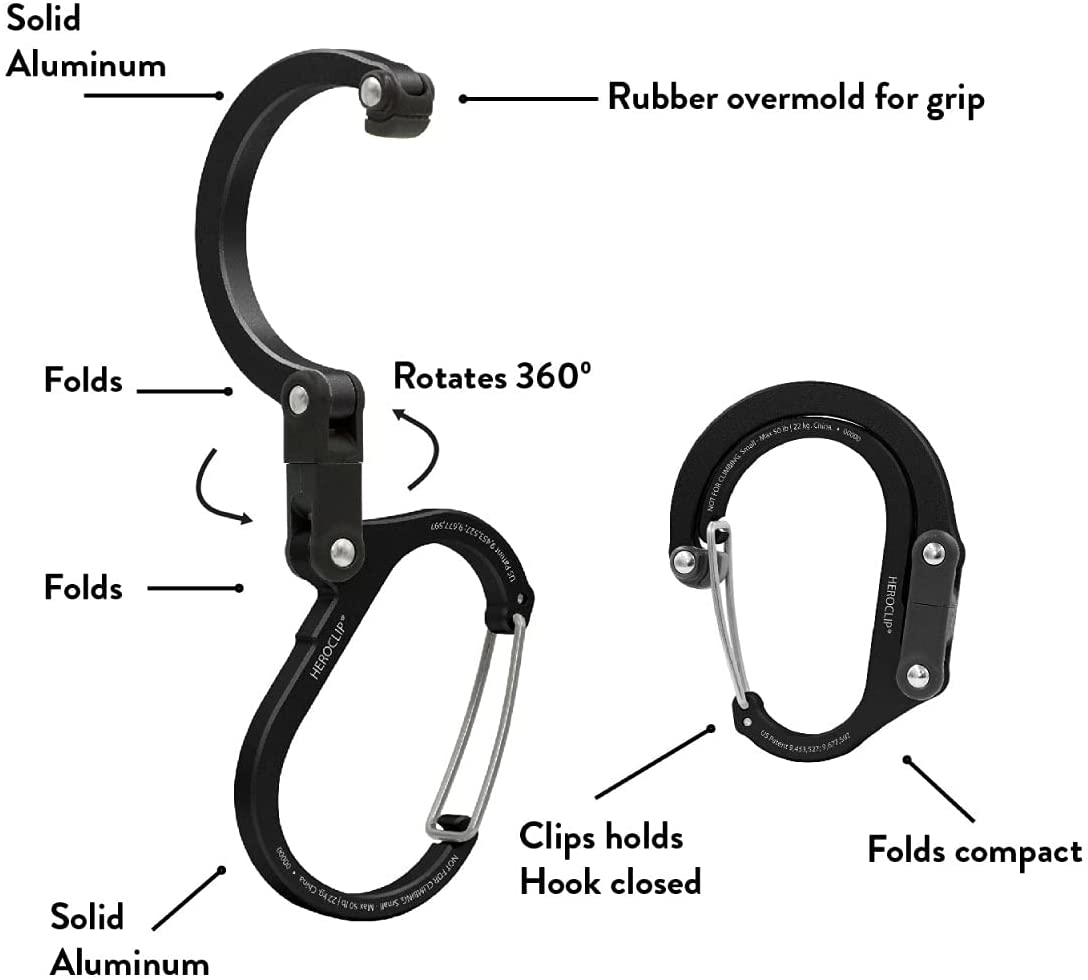 HEROCLIP Carabiner Clip and Hook (Small) | for Purse, Stroller, and Backpack image number 1