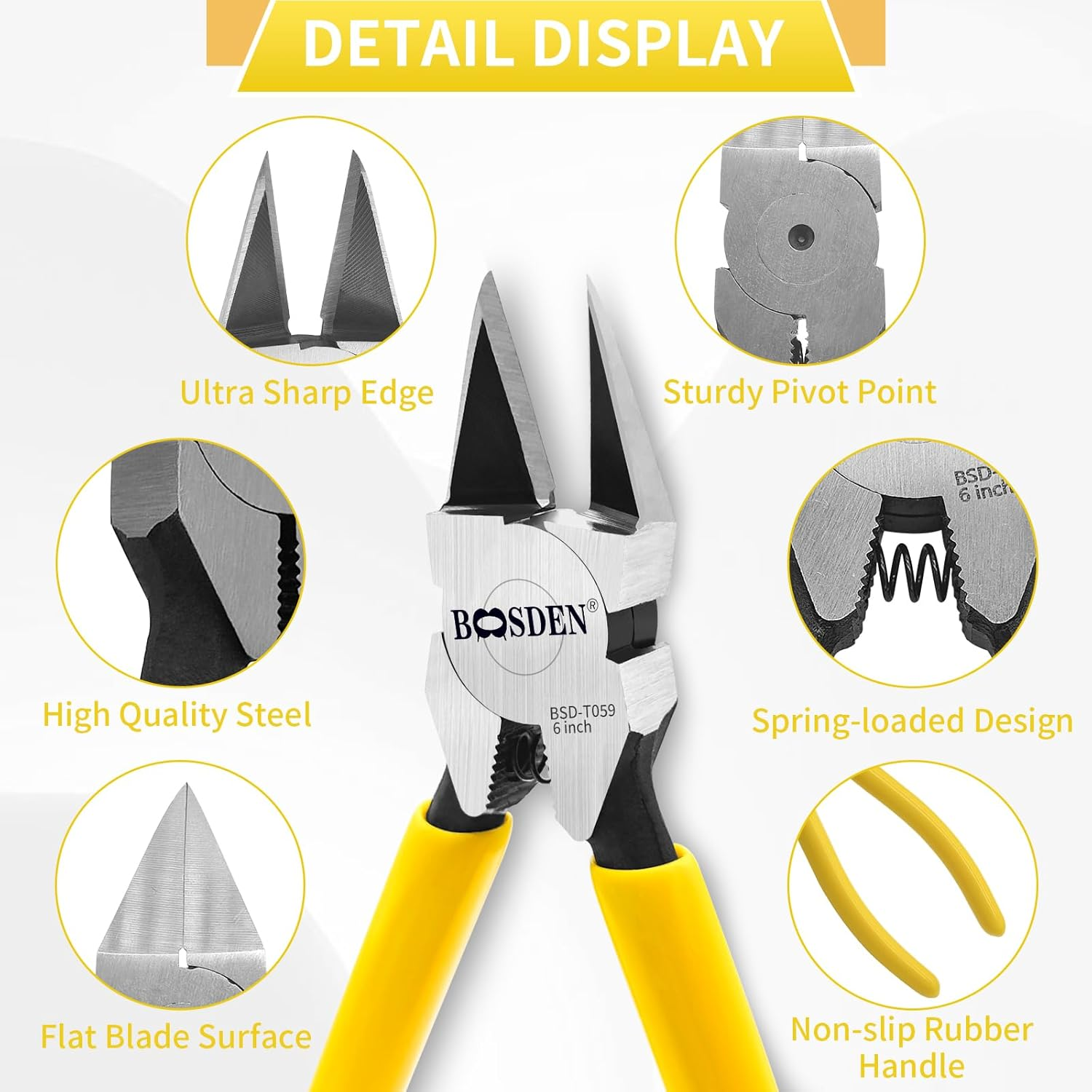 BOOSDEN 6 Inch Wire Cutters, Ultra Sharp Spring Loaded Pliers, Small Side Cutting Pliers, Dikes Chicken Wire Cutters, Flush Cutters for Jewelry Making, Crafting, Floral, DIY, Electrical image number 6