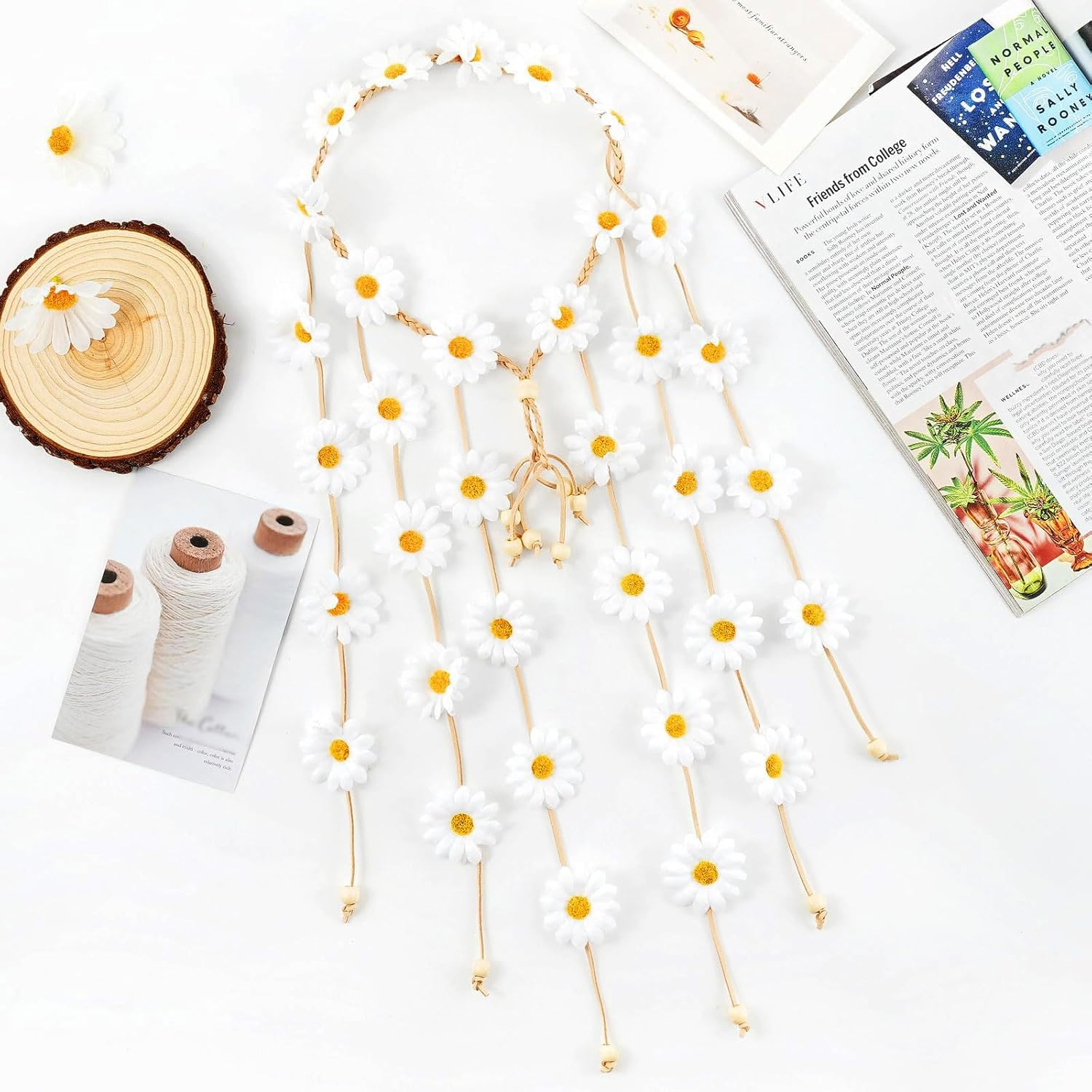 TAXTYHRE Sunflower Hair Accessories, Sunflower Headband, Fashionable Goose Flower Hair Accessories, Adjustable Flowers Headband for Women Girls Beach Wedding Carnival Party White image number 4