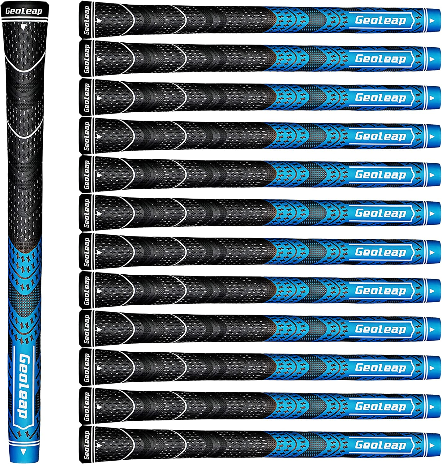 Geoleap Golf Grips Set of 13- Cord Rubber Compound Material, Hybrid Golf Club Grips, All Weather Performance.