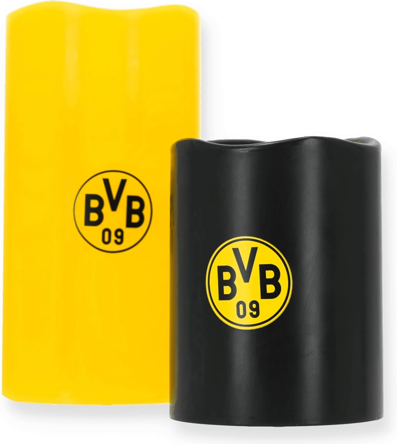 BVB LED Real Wax Candles, Set of 2, 15 Cm and 10 Cm, Black/Yellow with BVB Logo, Battery Operated image number 3