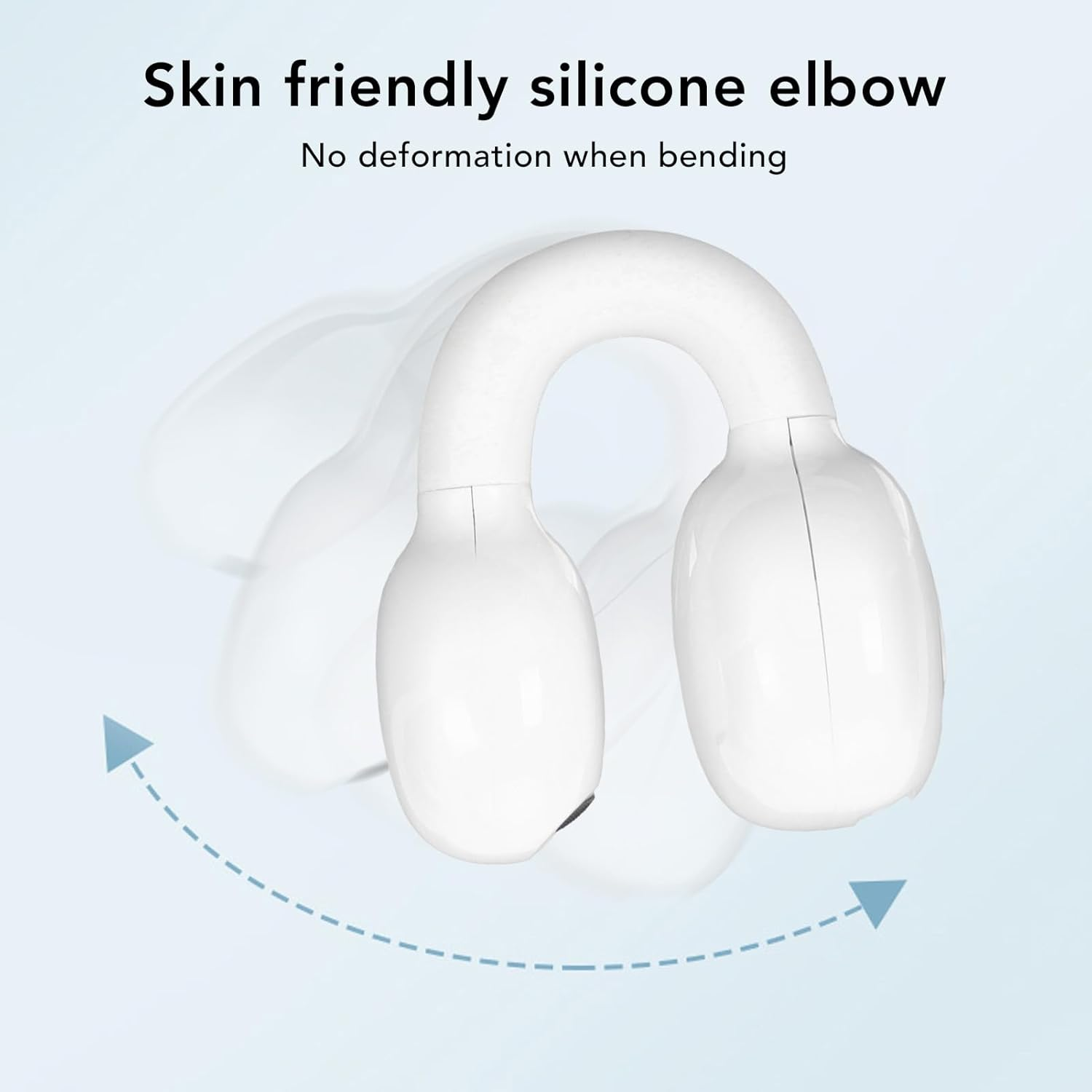 Open Ear Wireless Earbuds, V 5.3 Clip on Earphones, Single Ear Clip Earphones with Noise Cancellation, IPX5 Waterproof, for Sports Running (White) - Yellow image number 6