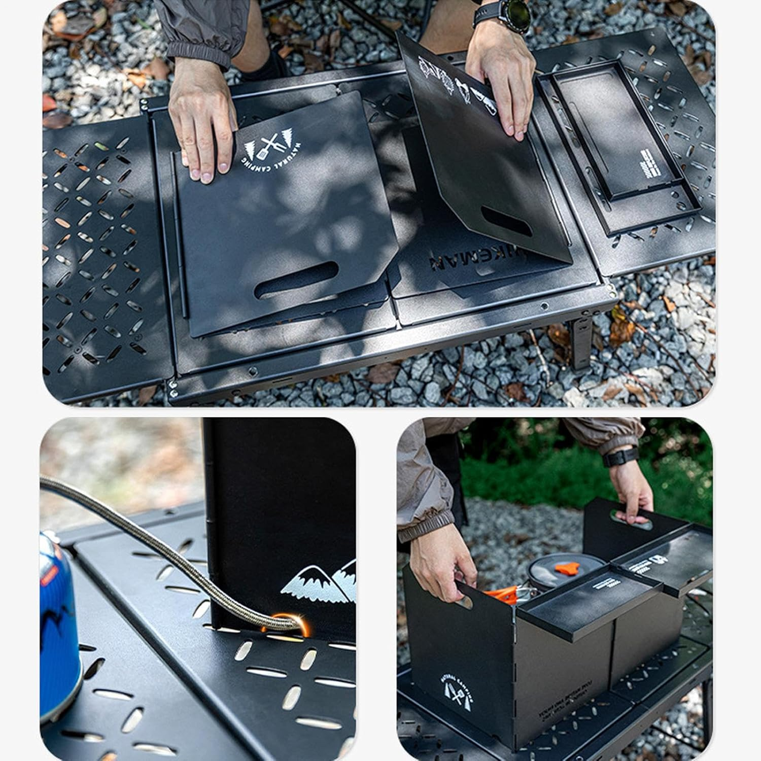 Camping Stove Windscreen - Foldable Stove Shield,Portable Windshield Tools with Storage Bag, Outdoor Cooking Burner Wind Shade for Camping Hiking Picnic Cooking image number 2