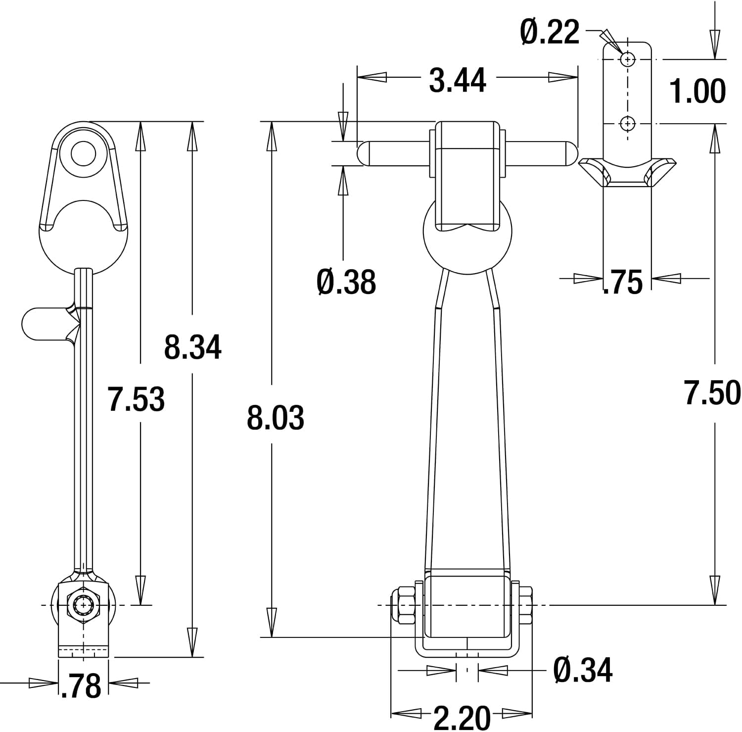 Buyers Products WJ208 Truck and Trailer Rubber Hood Latch image number 5