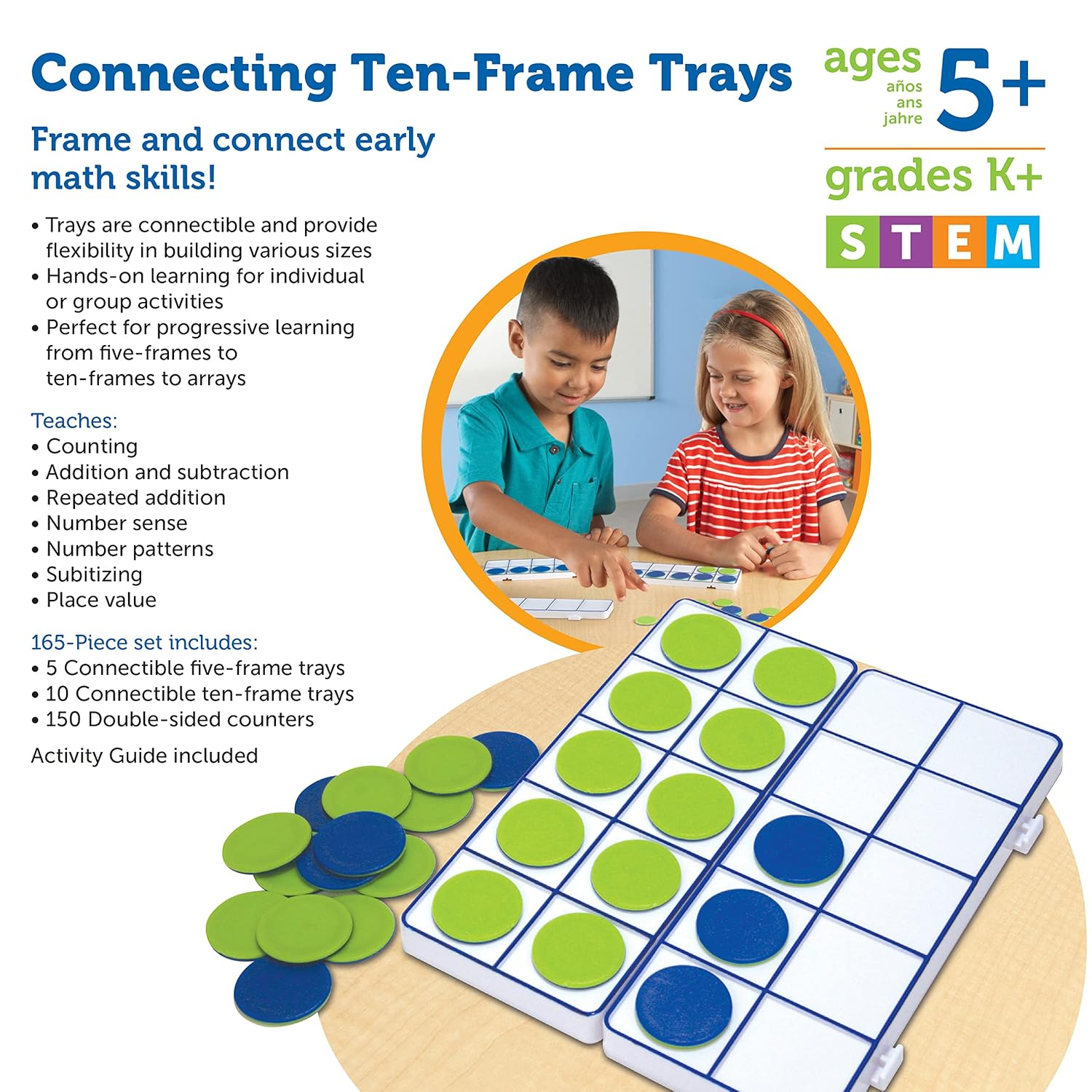 Learning Resources Connecting Ten-Frame Trays, 165 Pieces image number 1