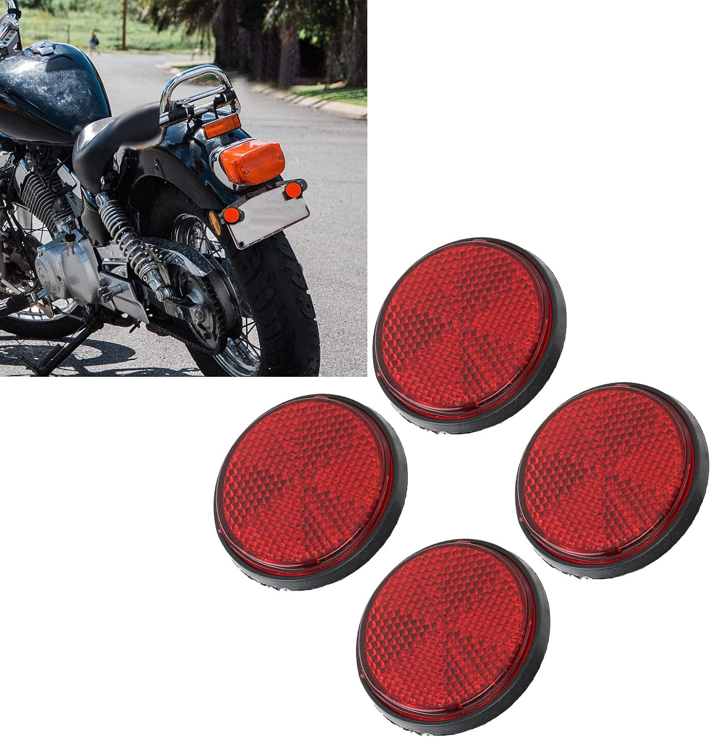 4Pcs 2 Inch round Warning Reflectors in Red for Bikes, Semi-Trucks, Trailers, Boats, Horse Trailers, Scooter, ATV - Motorcycle round Bike Safety,Other Accessories image number 5