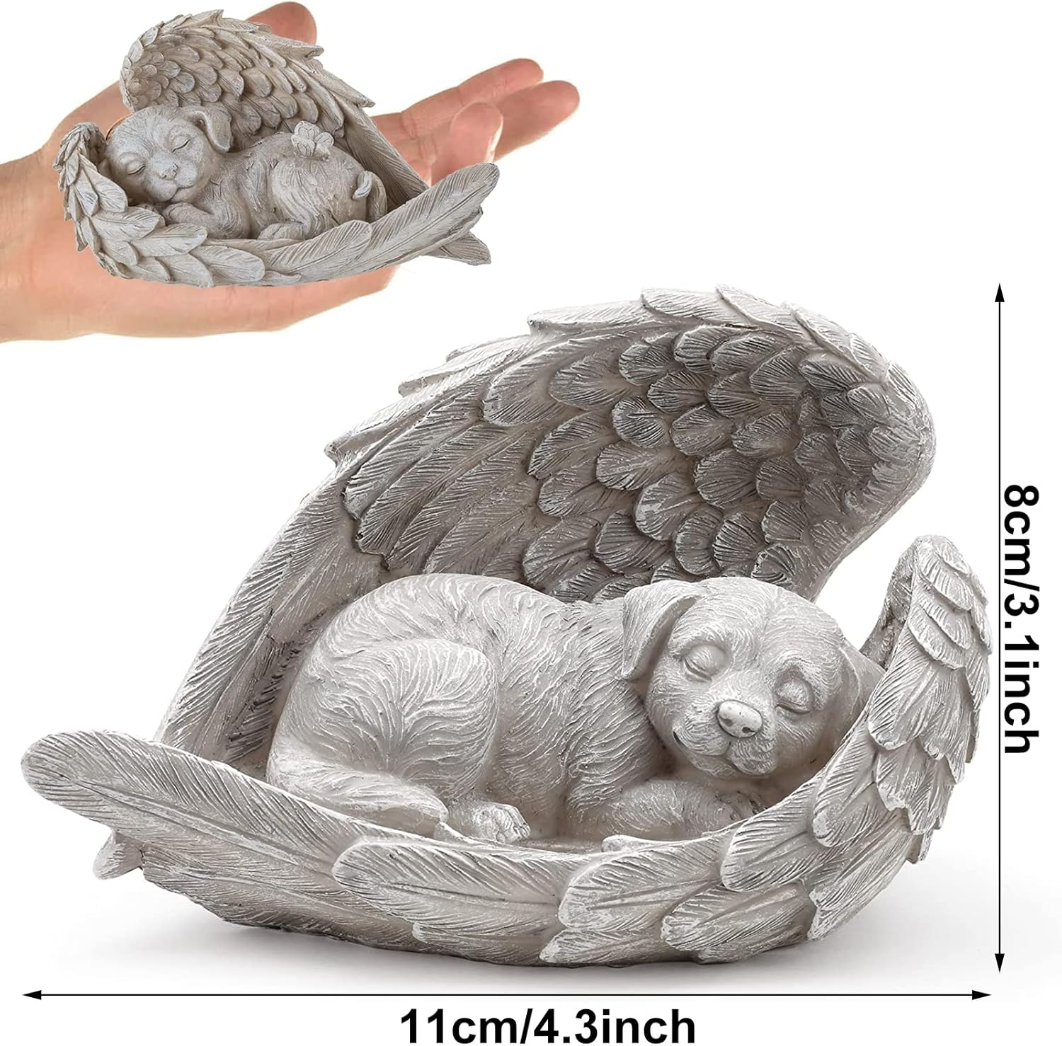AOTOPYU Cat Dog Angel Pet Memorial Grave Marker Tribute Statue, Decorative Pet Memorial Animal Garden Statue, Polyresin, Memorial Stone Cat/Dog, Dog Angel Memorial Statue (Angel Dog) image number 2