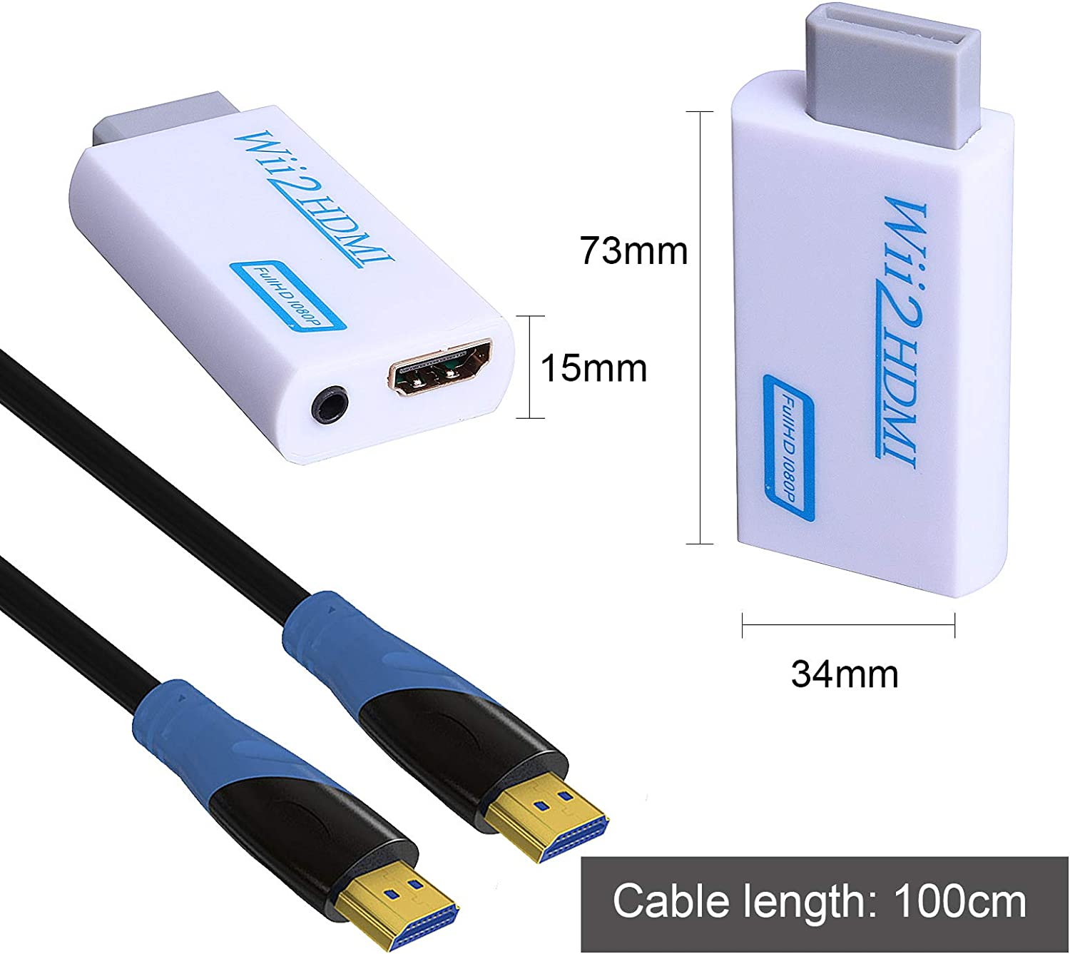 Wii to HDMI Converter Kinstecks Wii HDMI Converter with 1080P/720P Video Output and 3.5Mm Audio + 1M HDMI Cable for Wii (White)