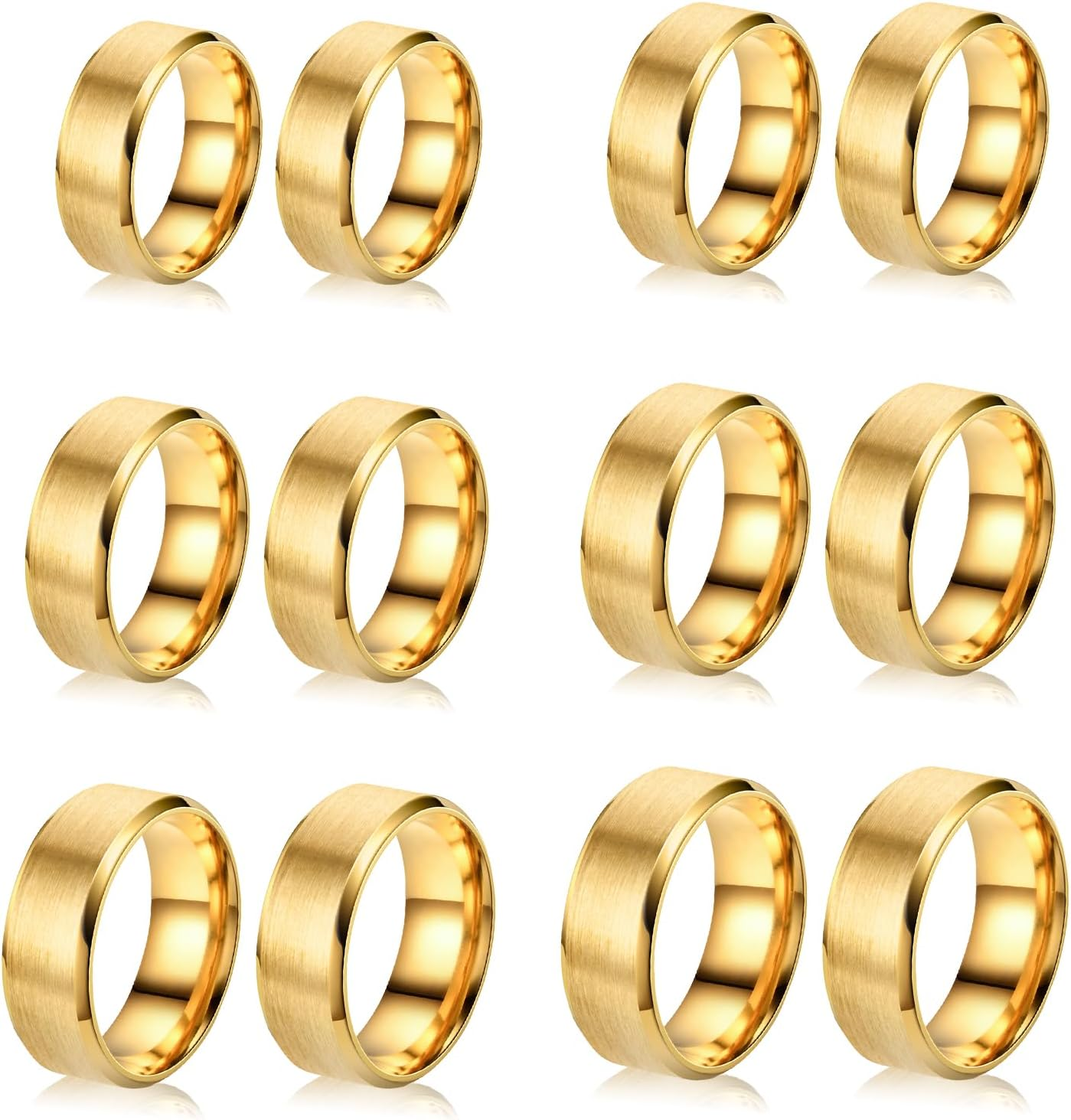 Happtkey 18PCS Stainless Steel Blank Core Ring 8Mm Plain Inlay Finger Rings round Solid Metal Band Size 6/7/8/9/10/11 Comfort Simple Brushed Matte Polished Silver Wedding Ring for DIY Jewelry Making