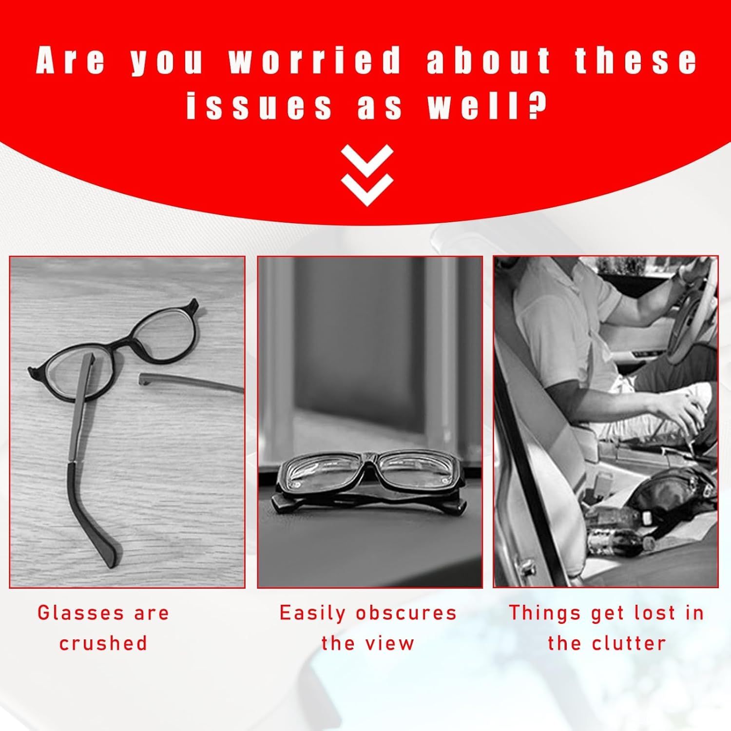 2PCS Sunglasses Holder for Car Sun Visor, 180 Degree Rotatable Eyeglasses Mount with Ticket Card Clip, Double-Ends Car Sunglass Holder (Gold) - Gray image number 4