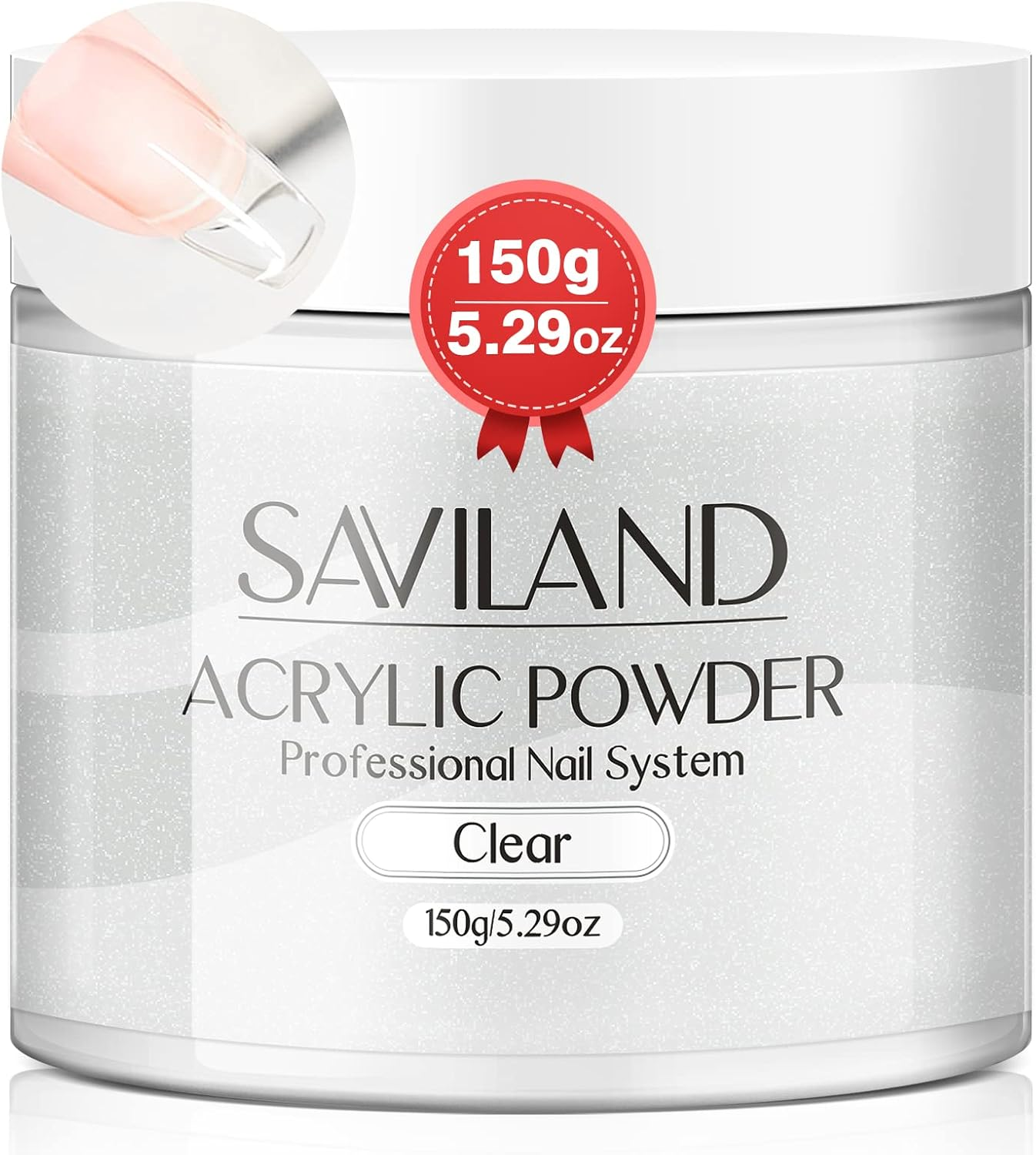 SAVILAND Clear Acrylic Powder 5.29OZ Large Capacity Acrylic Nail Powder Polymer Beginner Friendly Long Lasting No Need Nail Lamp Professional Acrylic Powder for French Manicure Nail Carving image number 4