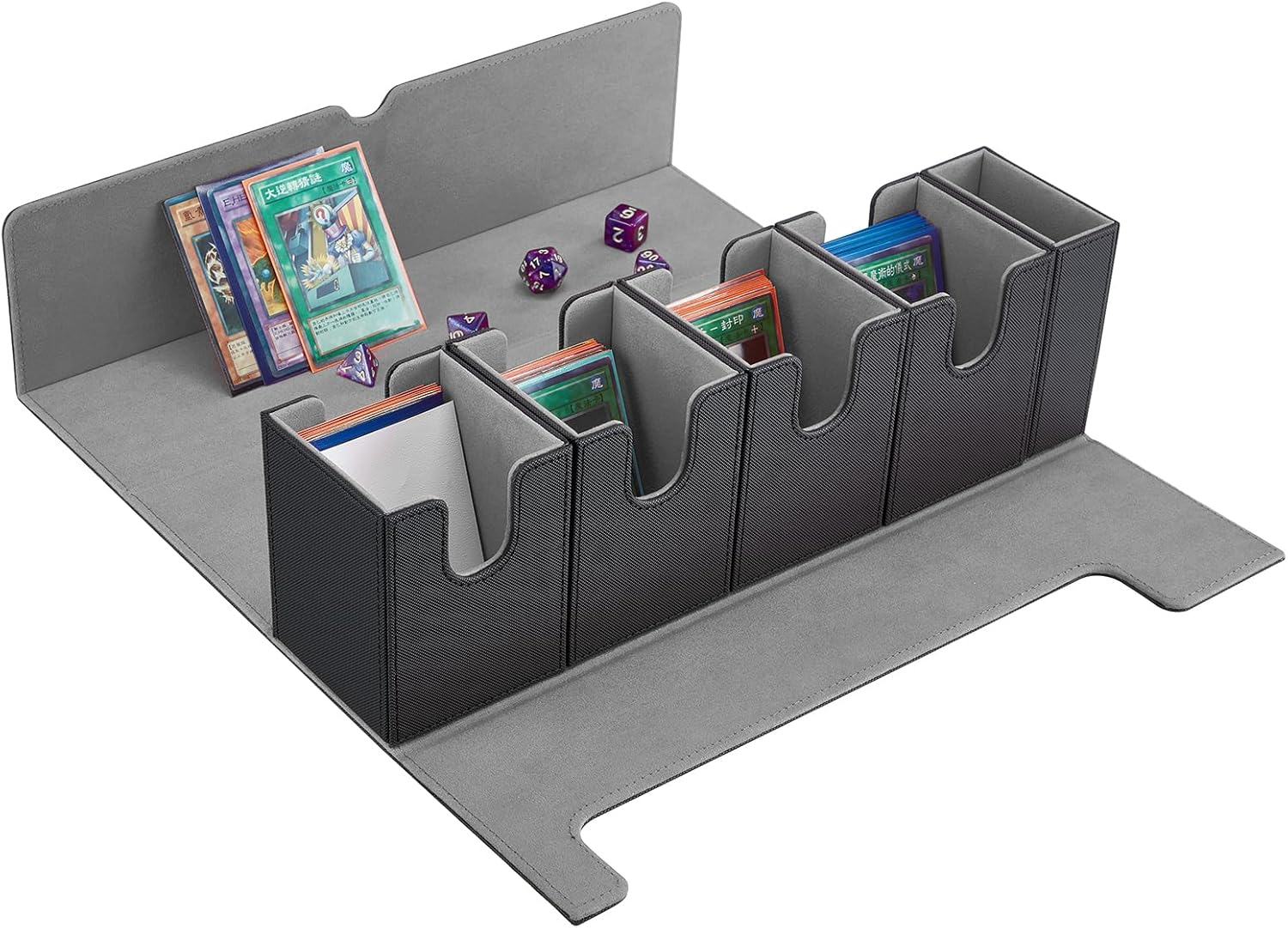 Card Deck Box for MTG, 5 in 1 Commander Deck Box Magic the Gathering Deck Box Trading Card Deck Storage Box Holding 400+ Unsleeved Cards Strong Magnet Yugioh Deck Box (Black and Red)