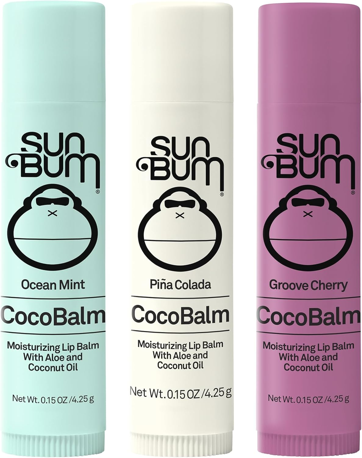 Sun Bum Cocobalm 3 Flavor Variety Pack - Ocean Mint, Pi&ntilde;a Colada, and Groove Cherry - Hydrating Lip Balm with Coconut Oil and Aloe Vera (0.15 Oz, 3 Ct) image number 5
