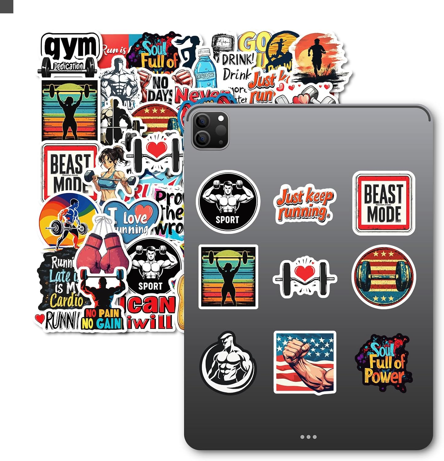 50Pcs Fitness Stickers, Waterproof Vinyl Decal for Kids Girl Teen Adult Student Water Bottle Laptop Phone Computer Skateboard Luggage Notebook Scrapbook Helmet (Boxing Sport) image number 5