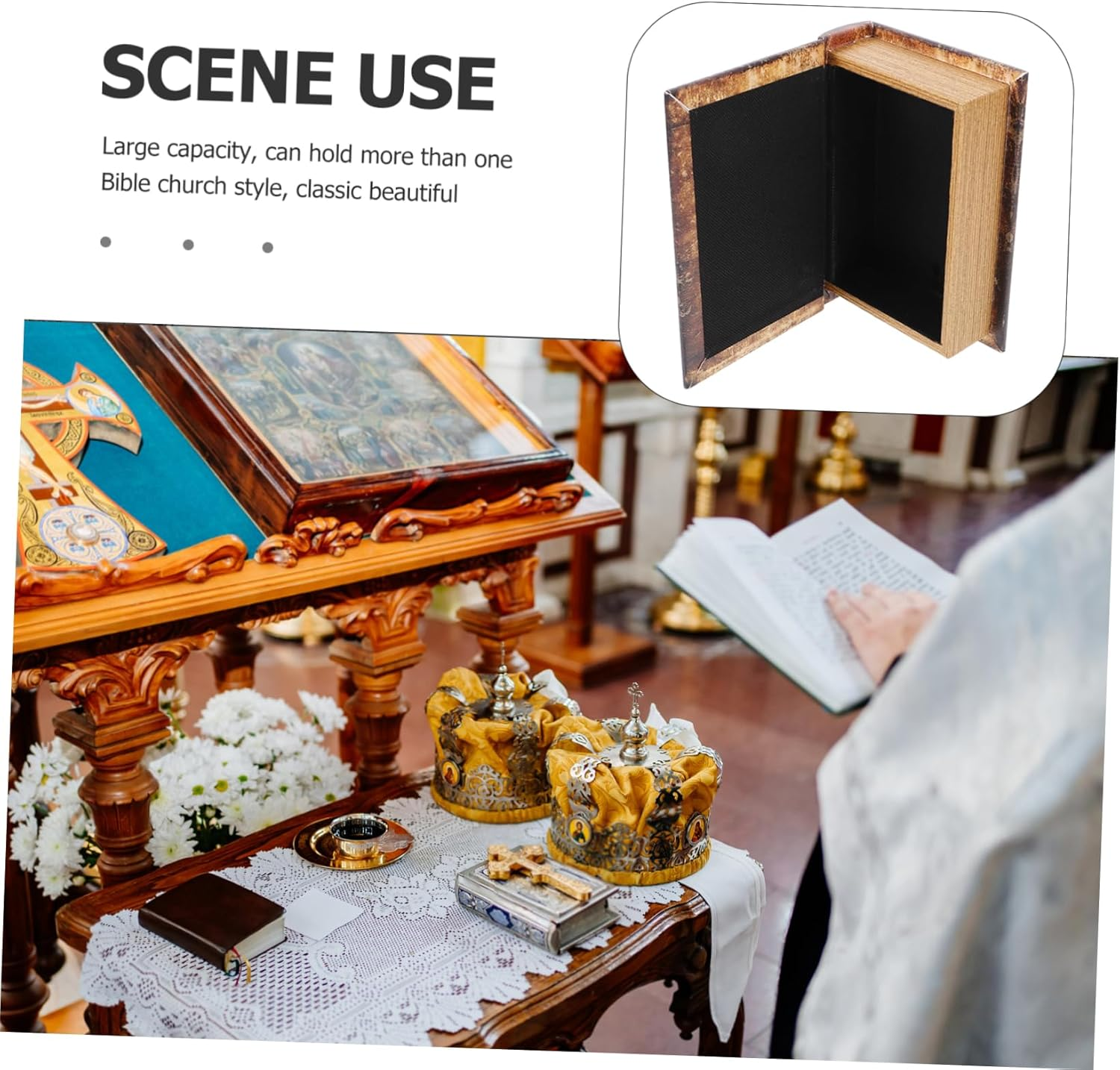 Vintage Book Shaped Storage Box Decorative Fake Book Box Key Hiding Trinket Case Small Retro Nautical Map Design Suitable for Home and Travel image number 5