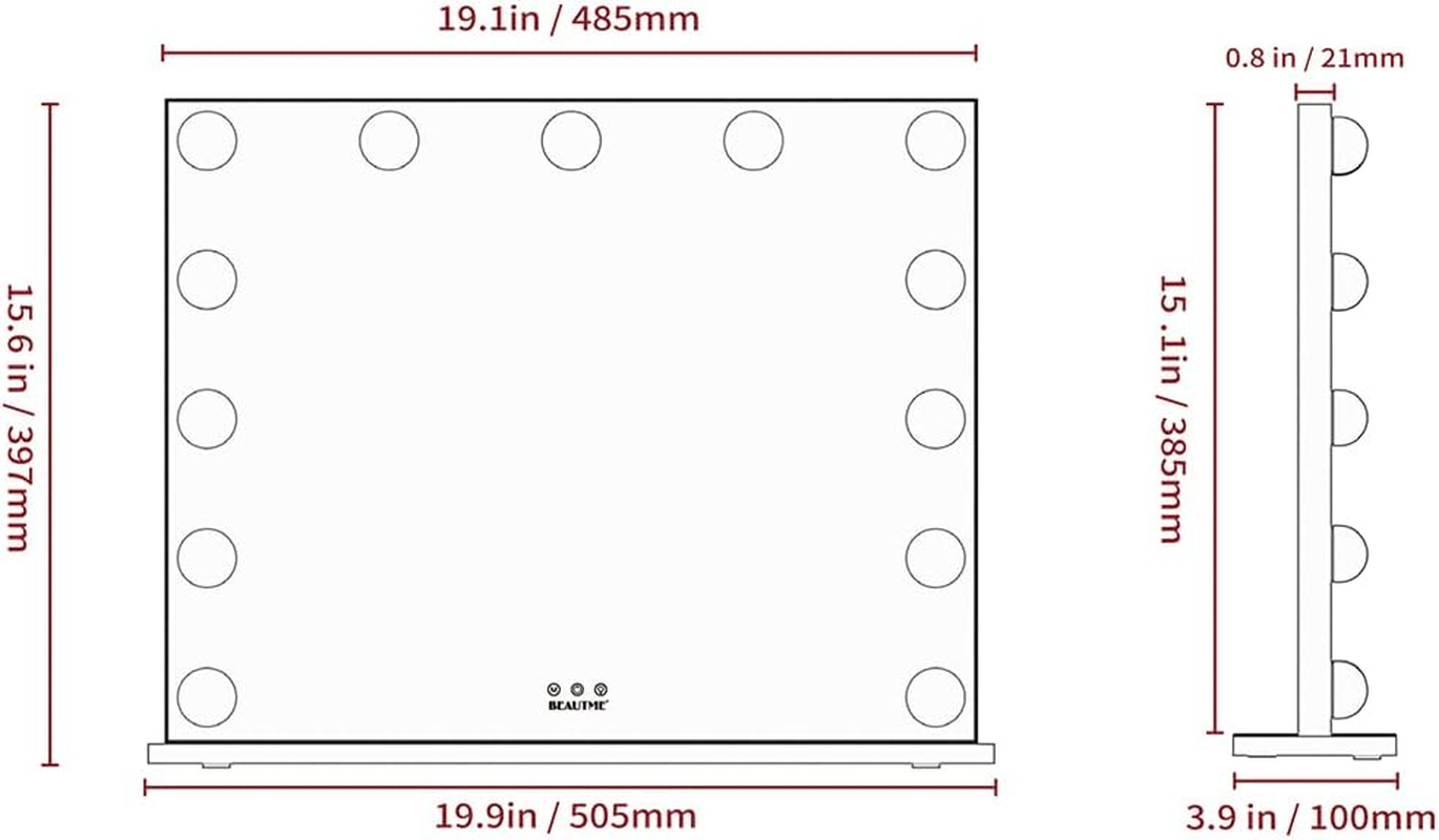 ANYHI Vanity Mirror with Lights, 50.5 X 39.7 Cm Hollywood Illuminated Makeup Mirror with 13 Dimmable Lights, Wall Mounted or Dressing Table Mirror for Makeup Vanity with 10X Magnifier (Silver) image number 4