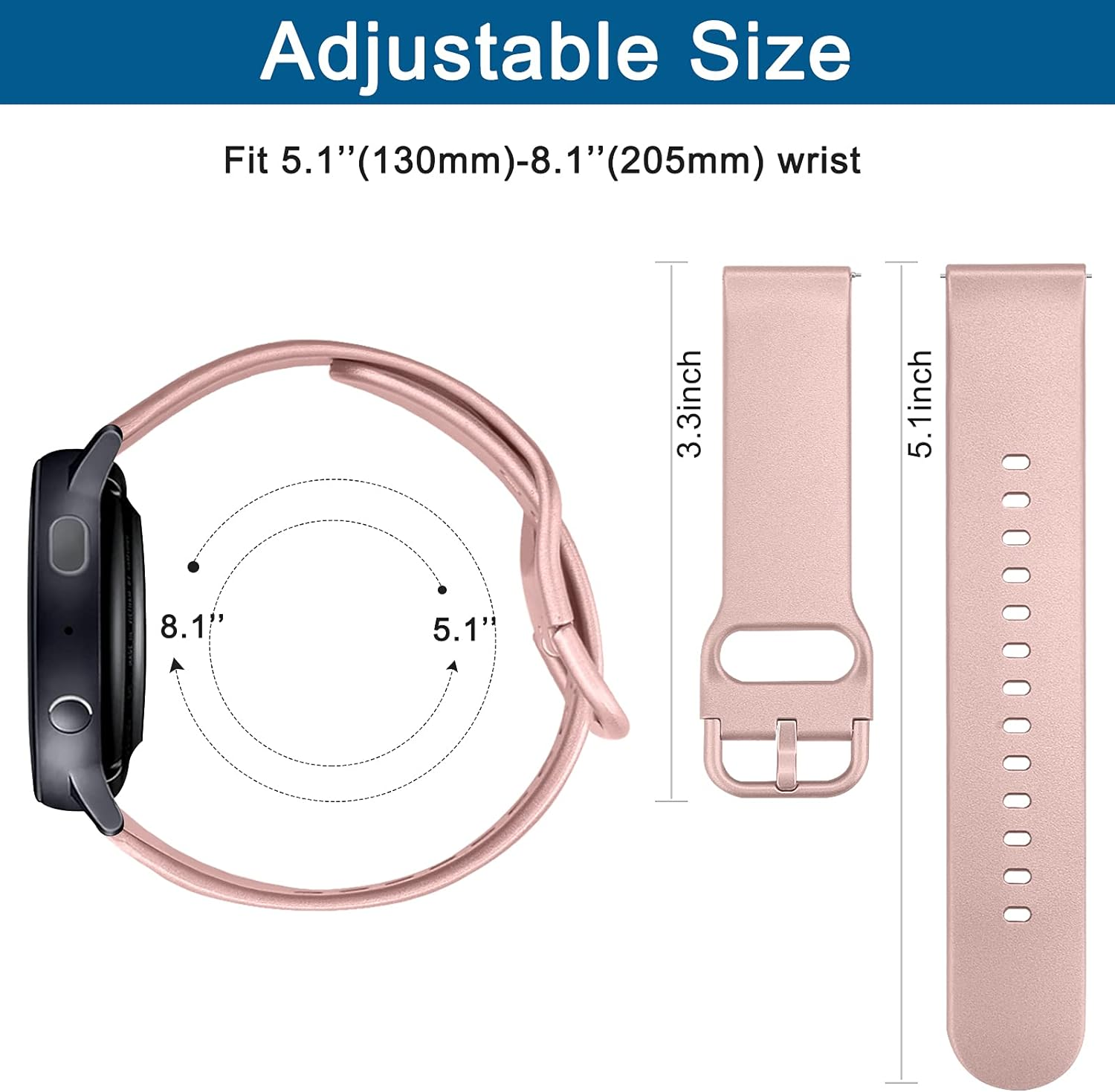 4 PACK Bands Compatible with Galaxy Watch 4 Band 40Mm 44Mm, Galaxy Watch 4 Classic Band 42Mm 46Mm, Galaxy Active 2 Watch Band, 20Mm Adjustable Silicone Sport Strap Replacement Bands for Women Men (Winered+Pink+White+Rosegold) image number 6