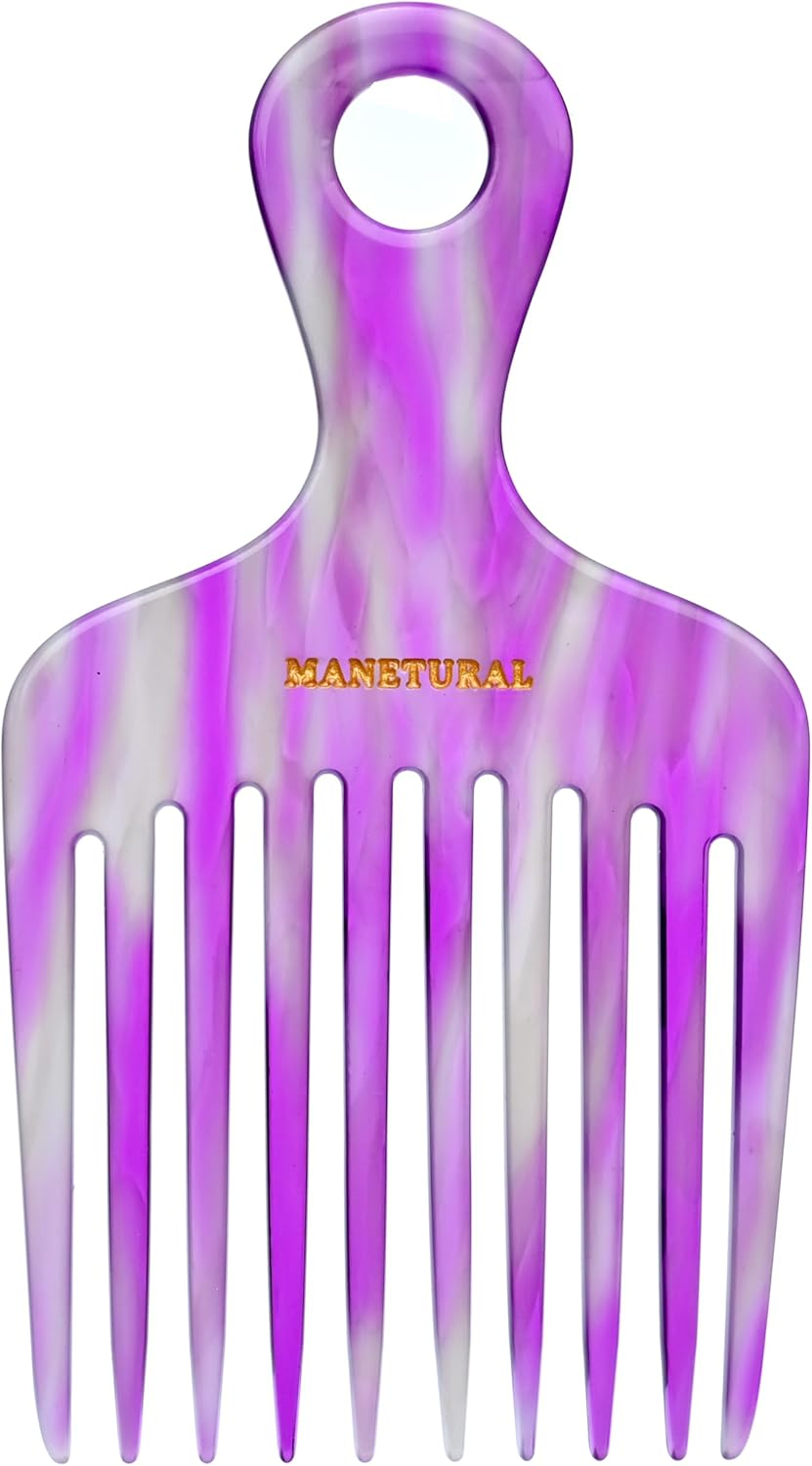 14MX Hair Comb for Women, Curly Hair Picks, Wide Tooth Comb for Curls, Afro Pick, 5.5 Inches(14 Cm), Purple, 1 PACK
