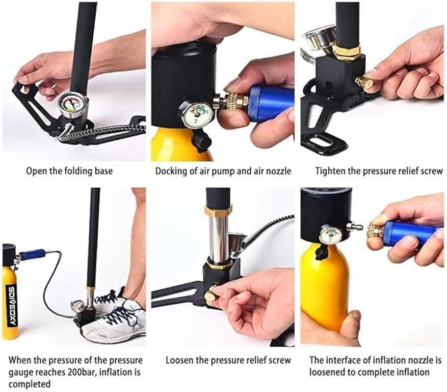 GOYOJO High Pressure Manual Pump for Diving Oxygen Cylinder &ndash; Manual Air Pump with Pressure Gauge, Lightweight and Durable, Ideal for Low-Pressure Air Filling image number 2