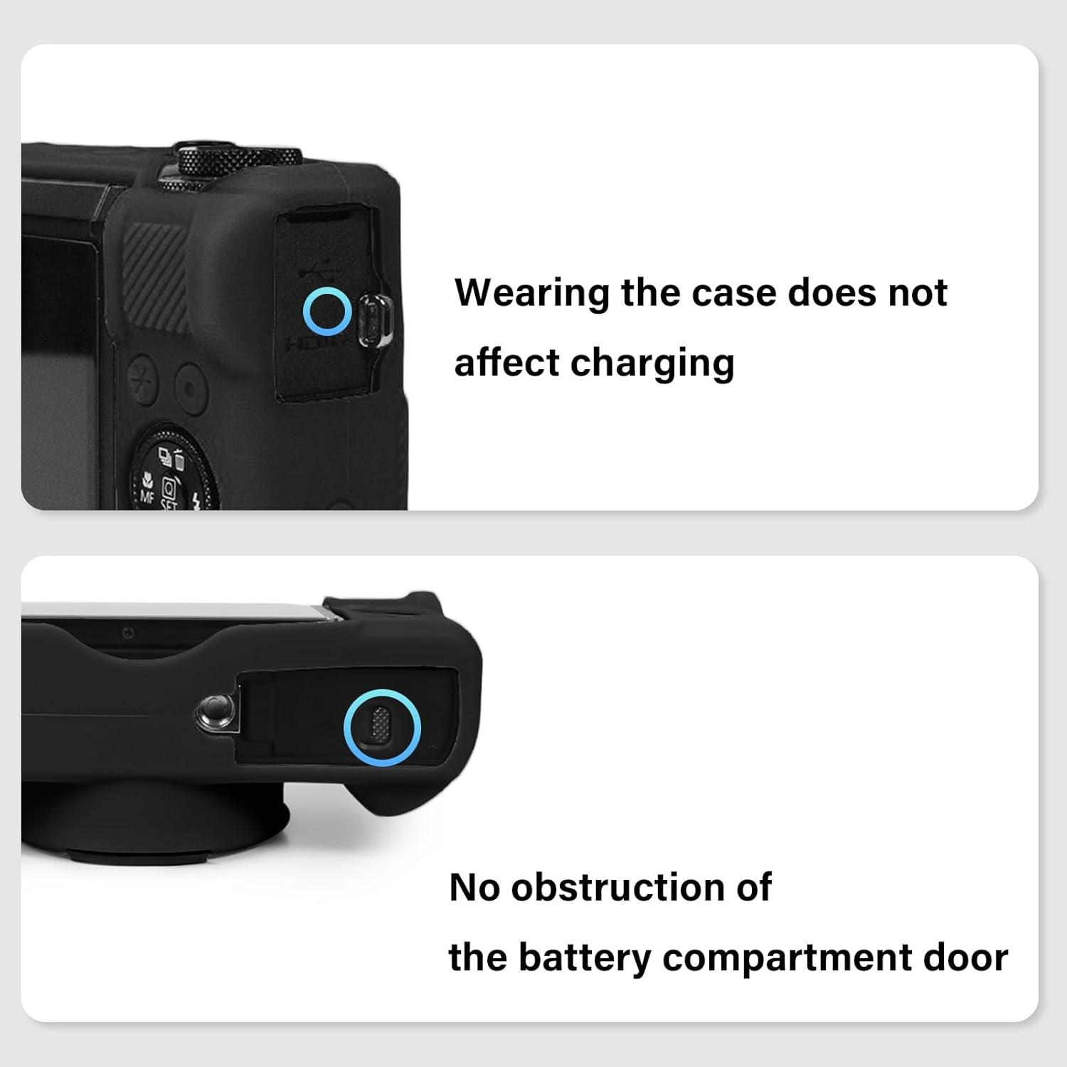 Case for Canon Powershot G7X Mark III Digital Camera, Soft Silicone G7X Mark III Camera Case Accessories, Protective Cover Case for G7XIII G7X3 with Detachable Lens Cover - Black image number 3