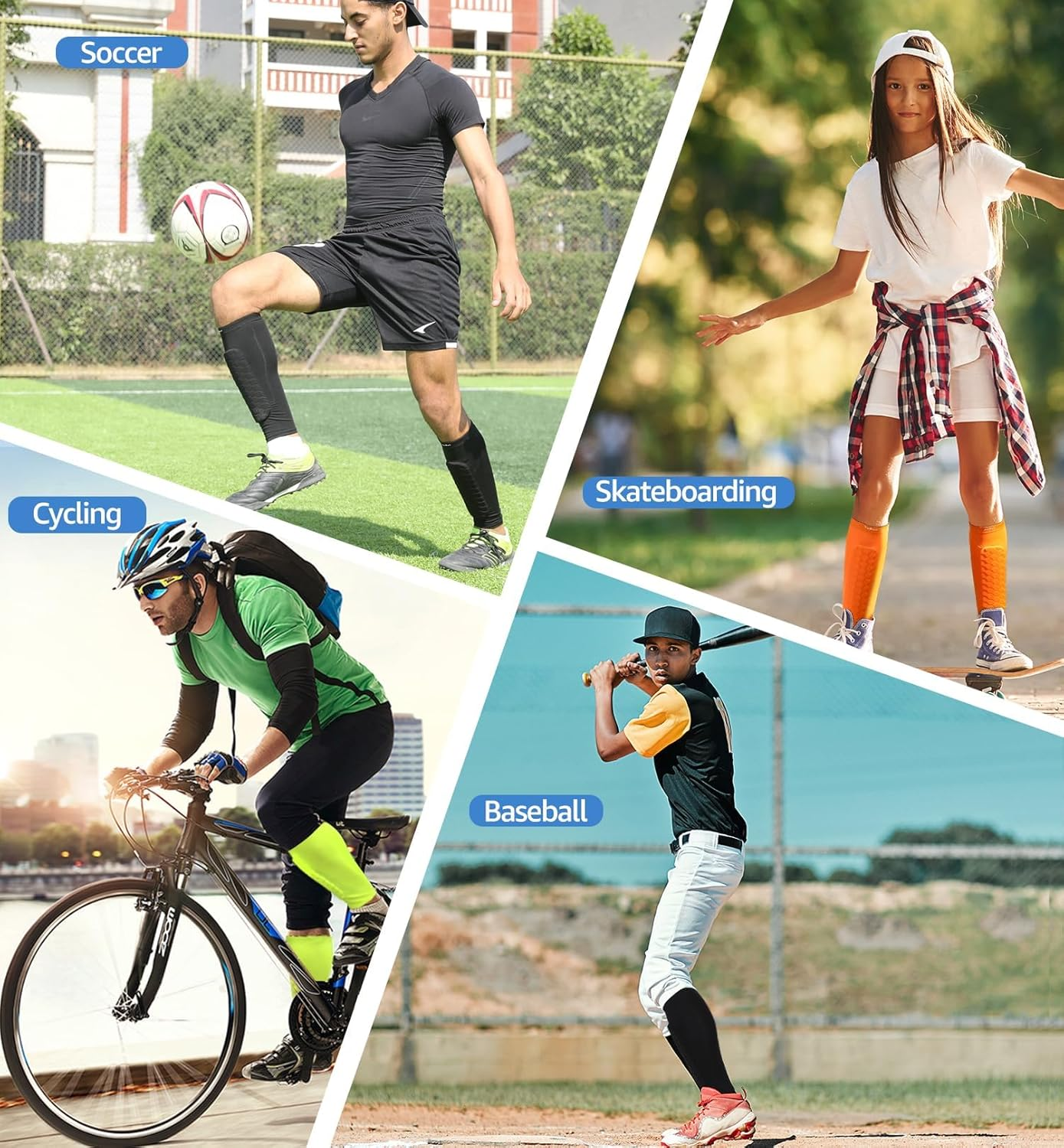 Soccer Shin Guards for Kids Youth, Shin Pads Soccer Sleeves with Impact Absorption, Breathable, & Lightweights, Calf Compression Sleeve with Honeycomb Pads image number 1