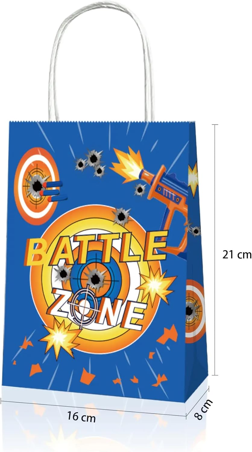 12X Dart Battle Blue Orange Party Supplies Birthday Decoration Paper Bag Kids Lolly Bag Favour Box Kraft Treat Box Gift Box Gable Box Gift Bag Themed Party Bag