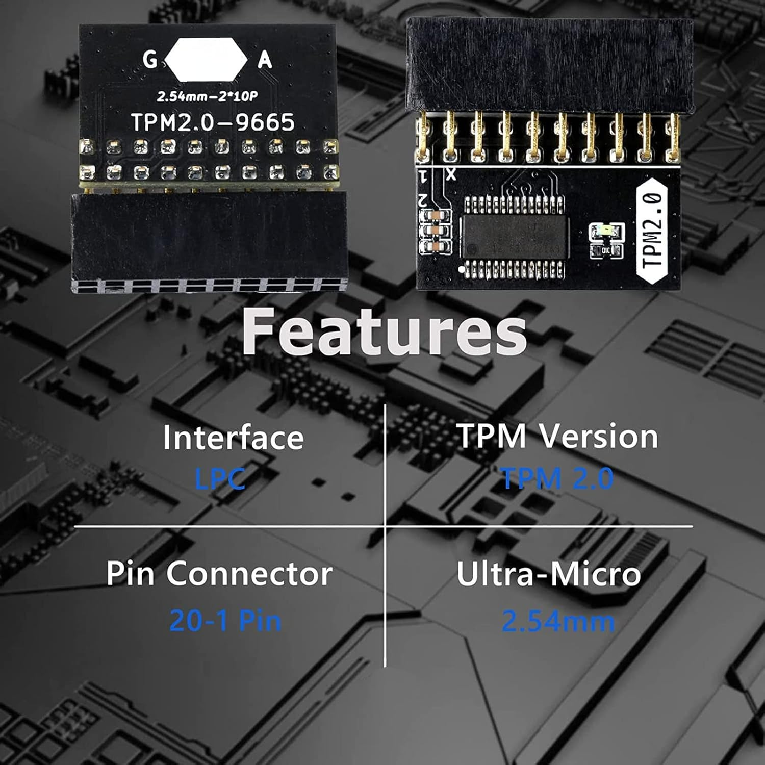 TPM 2.0 Encryption Security Module, Standalone Crypto Processor 20-1 Pin Replacement, for Motherboards image number 6