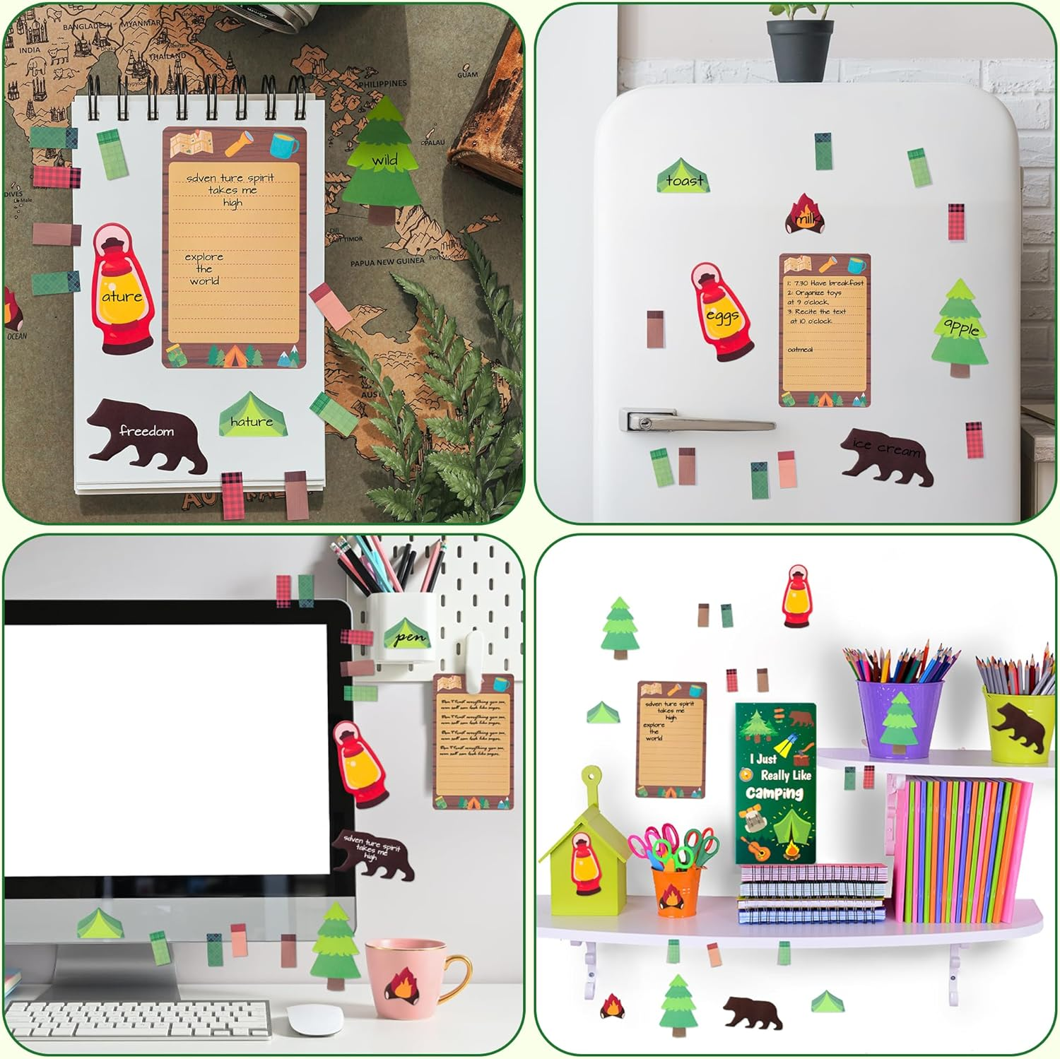 Xqumoi I Just Really like Camping Sticky Notes Set, 550 Sheets, Camp Adventure Self-Stick Note Pads Tree Bear Tent Writing Memo Pads Page Marker Student Classroom Back to School Gift Office Supplies image number 2
