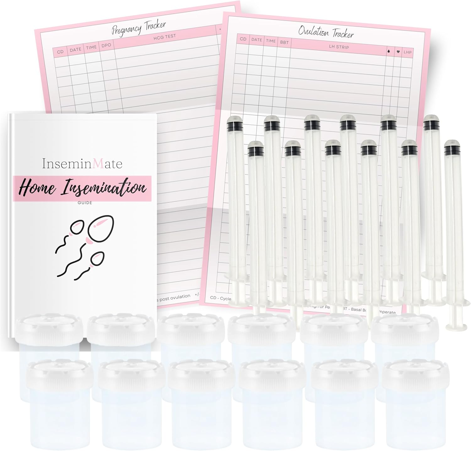 At Home Insemination Kit, 12 Insemination Syringes and 12 Collection Cups, Guide on How to Use, Pregnancy and Ovulation Trackers image number 3