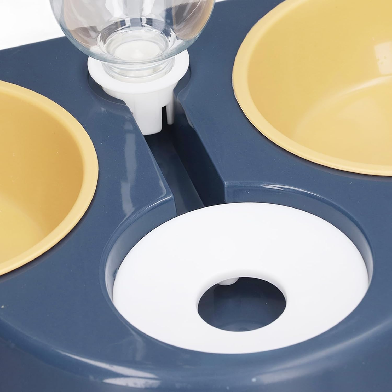 Triple Cat Bowls for Food and Water, 3 in 1 Pet Bowls 15&deg;Tilted Elevated Cat Bowls with 2 Food Bowls and a Water Feeder Bowl, Wet Dry Cat Food Bowl for Cats Puppy Small Dogs (Type 2)