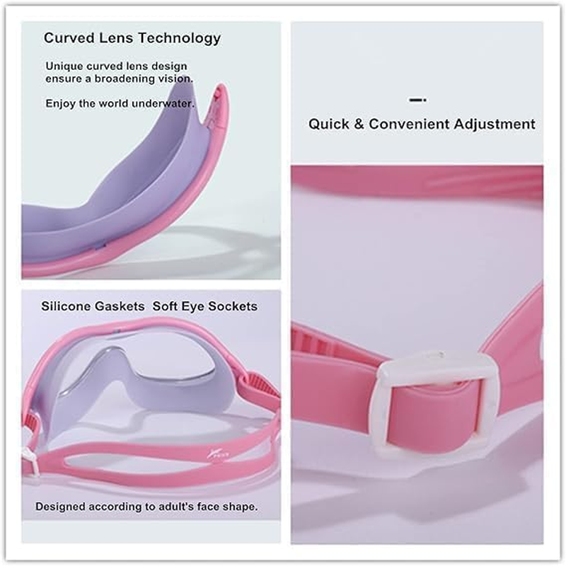 EASYNICE Large Frame Swimming Goggles Waterproof Anti-Fog Swimming Goggles Swimming Diving Glasses Adjustable Swimming Goggles Female Male Sports Glasses image number 2