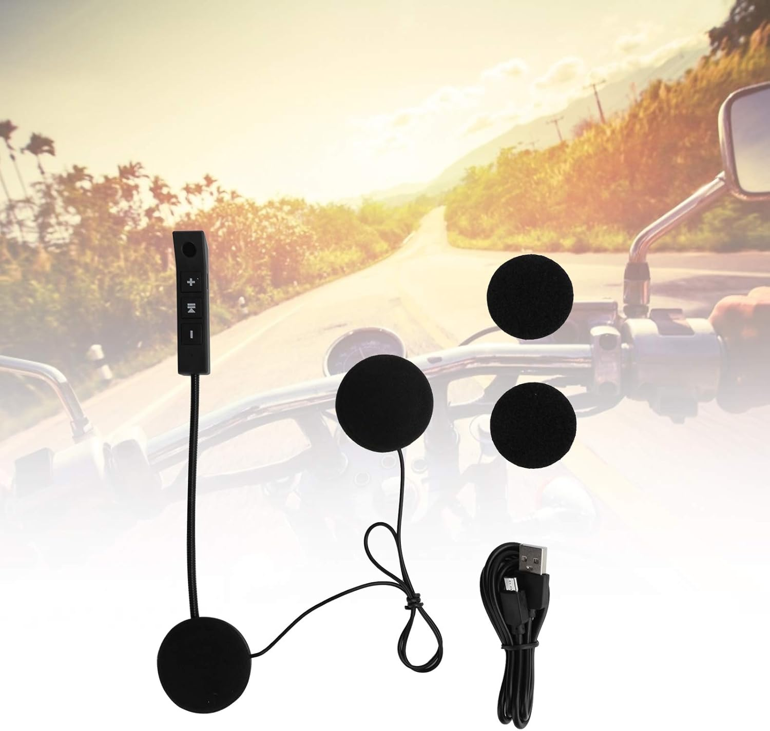 Bluetooth Motorcycle Helmet Wireless Earphones Mic Stereo Headset Noise Reduction for Riding Hands Black