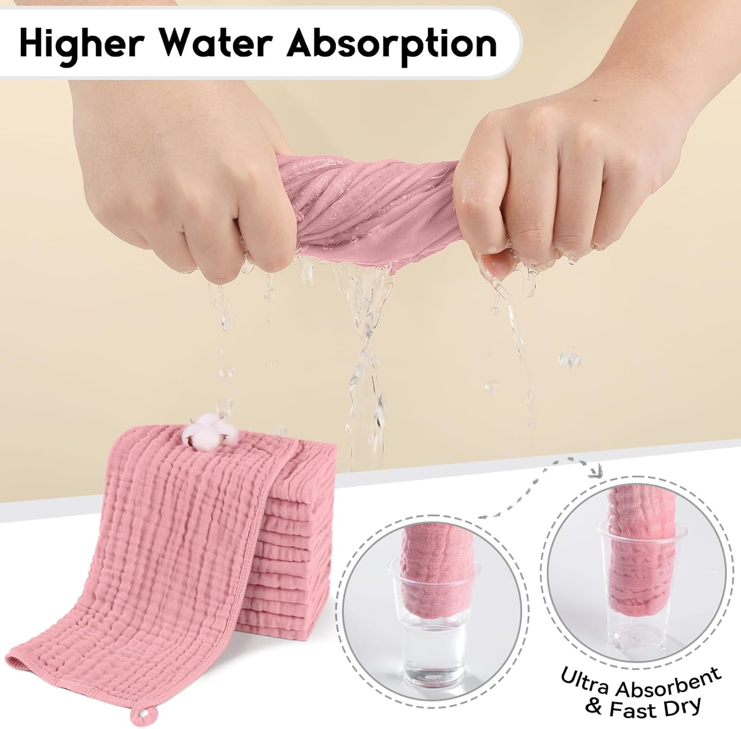 Muslin Burp Cloths 100% Cotton Burping Cloths Large 20''X10'' Extra Soft and Absorbent 12 Pack - Bean Paste