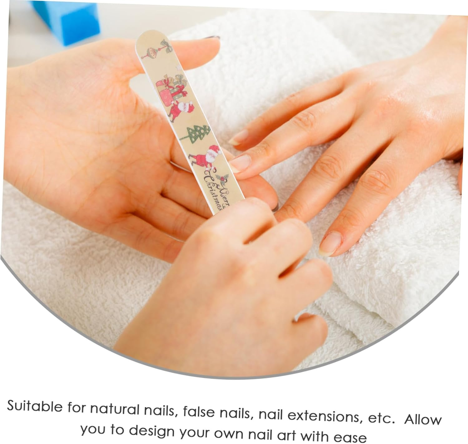 Baluue 24Pcs Christmas Themed Nail Files Eva Nail Polish Tools for Manicure and Pedicure Easy to Use for Natural and Artificial for Holiday