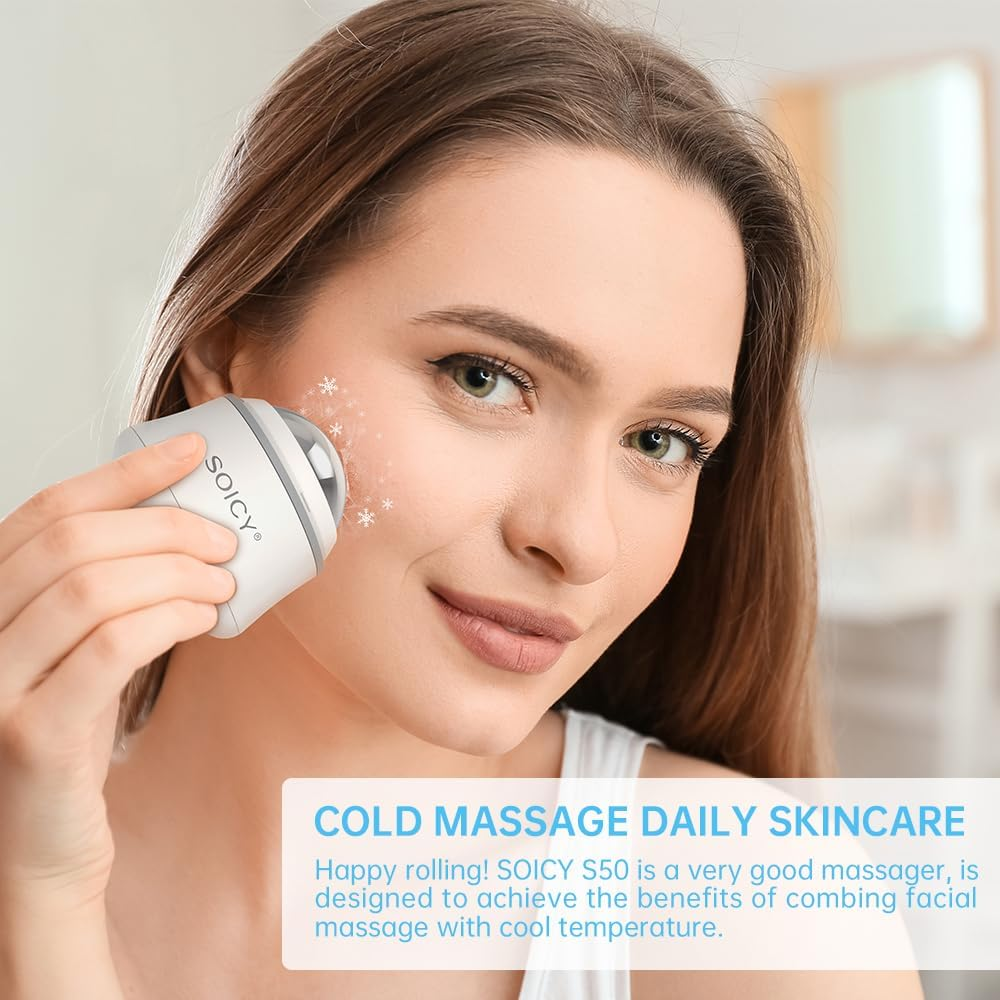 OPENDGO Ice Roller for Eye Face, Facial Ice Roller Stainless Steel Ball Skin Cooling Face Massage Beauty Skin Care Tool,Facial Massage Ice Globes - Steel Ball Massage Model image number 5
