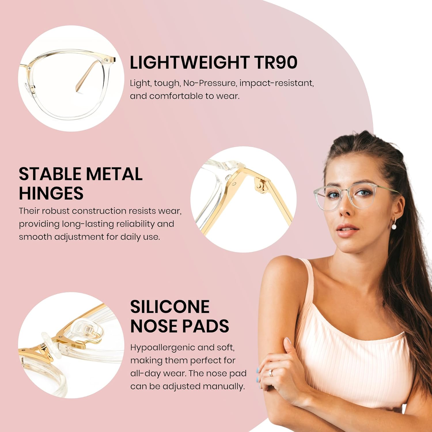 Cyxus Blue Light Glasses for Women, Blue Light Blocking Eyeglasses for Women, round Computer Eyewear anti Eye Strain Glasses image number 4