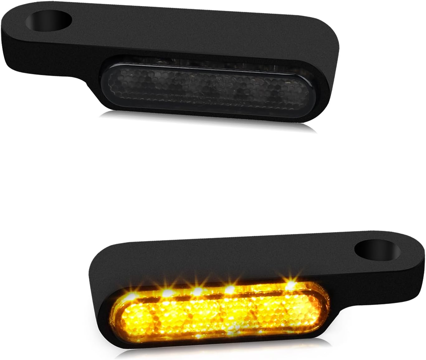 NTHREEAUTO Handlebar LED Turn Signals Mini Motorcycle Blinkers Front Running Light Universal Compatible with Harley Sportster Dyna Honda Shadow Kawasaki Vulcan Yamaha V-Star Road Star