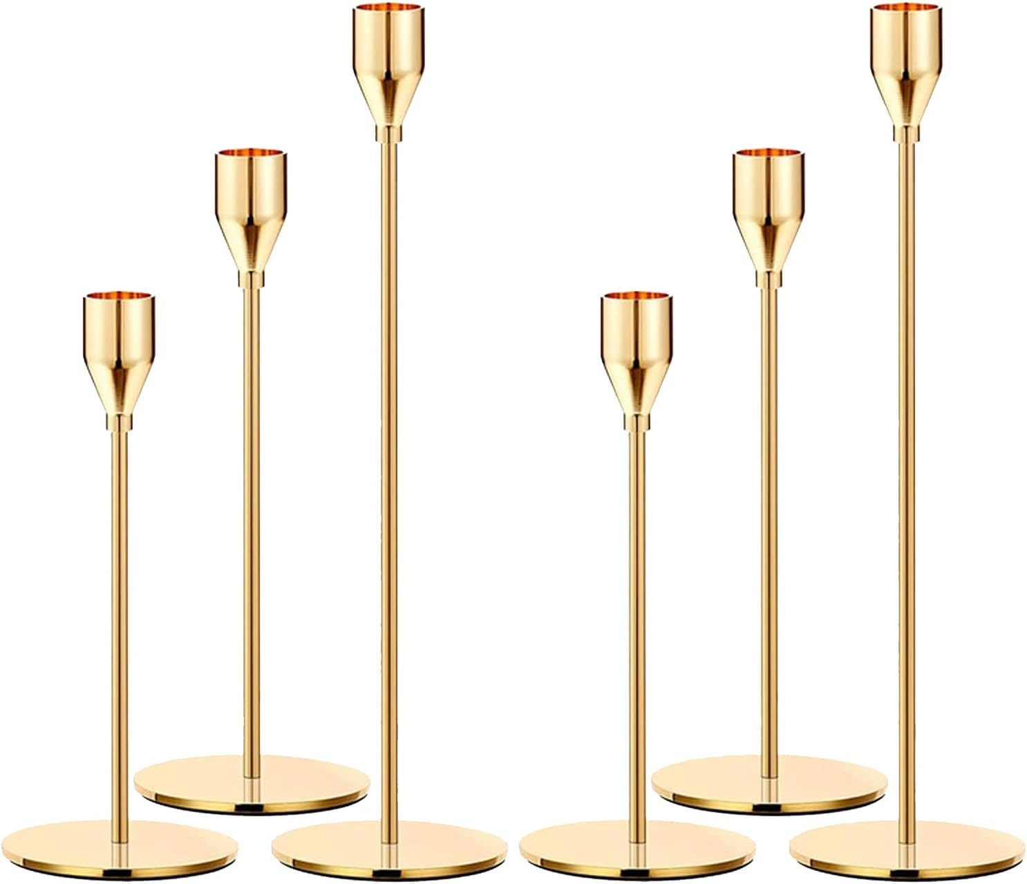 Candlestick Holders,Set of 6 Taper Candle Holders,H HOME-MART Vintage Taper Candle Holders Metal Candle Stick Holder Decor for Fireplace Party Dining Home