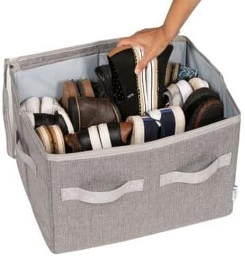 Moteph Shoe Organizer Closet Storage Solution with Clear Cover & Adjustable Dividers for Shoes, Handbags, Blankets, Linen, Clothing (Medium - 16 Pairs, Light Brown) image number 4