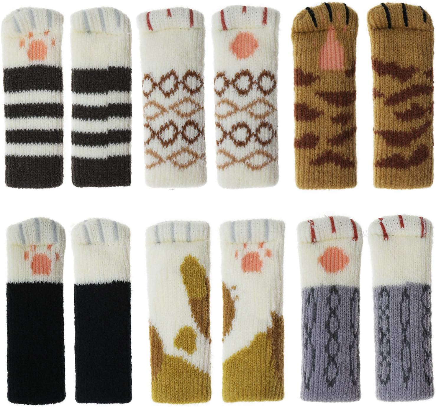 SING F LTD 24Pcs Furniture Leg Covers Set Cute Cat Paws Design High Elastic Non-Slip Floor Protectors Pads Reduce Noise for Desk Table Feet image number 5