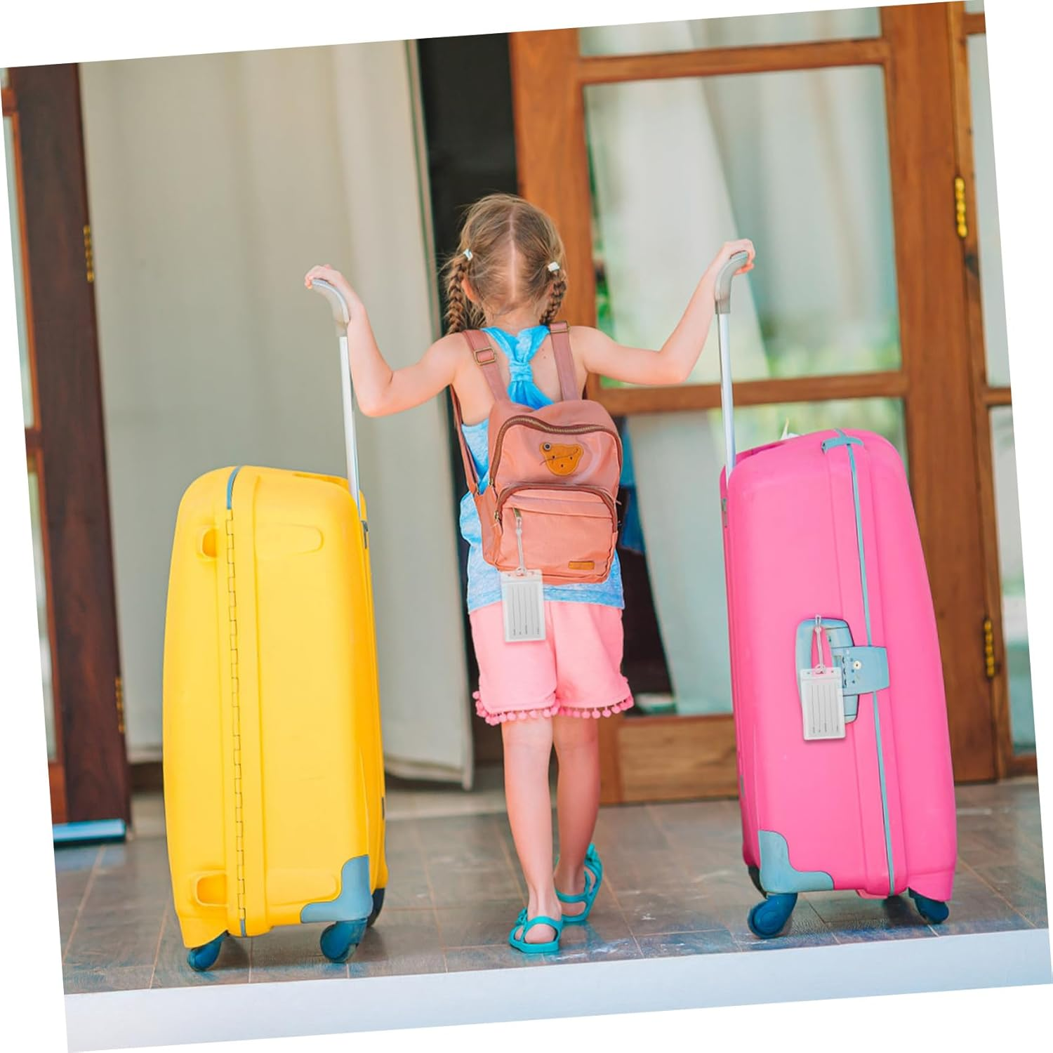 HORIALENCE Clear Luggage Tags with Loops Reusable Transparent Travel Suitcase Label Holders Vertical Id Card Sleeves for Bag Identification and Protection