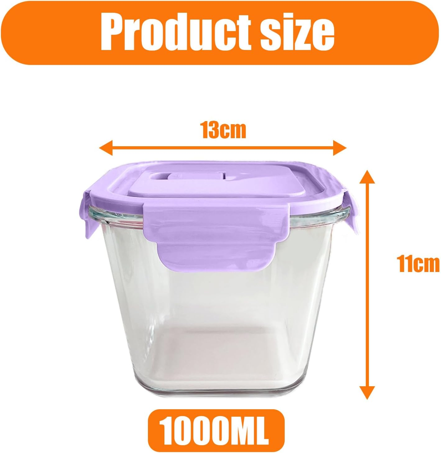 Glass Food Storage Containers, 4 Piece Set of Glass Meal Prep Containers with Lid, Microwave and Refrigerator Safe, Suitable for Oat, Fruits, Salads, Lunches Etc. image number 3