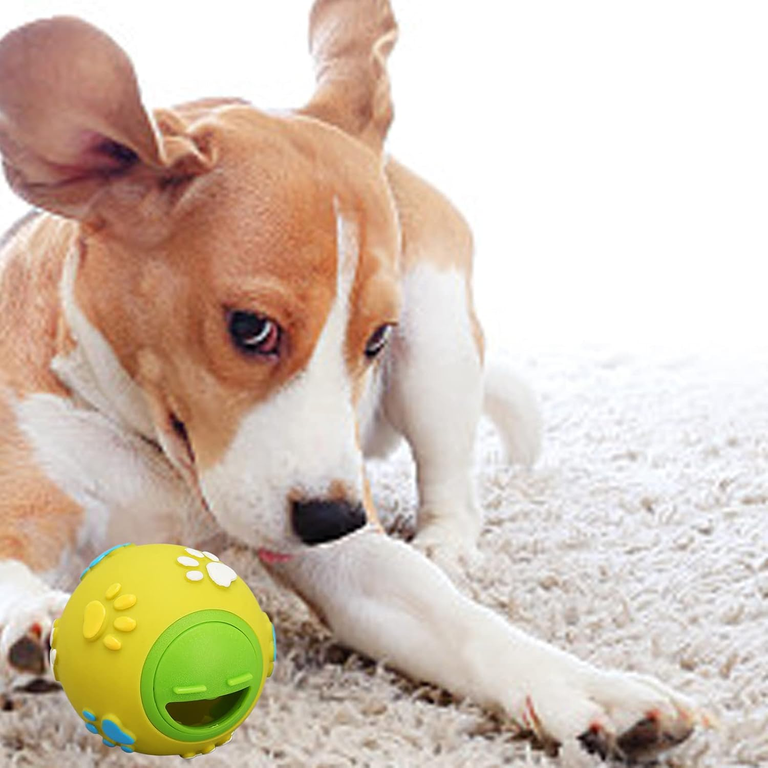 EVTSCAN Squeaky Dog Chew Ball Toy, Dog Treat Dispensing Ball, Puppy Chew Toys for Teething, Puppy Behavioral Training Aid Toy Dog Stuff image number 6